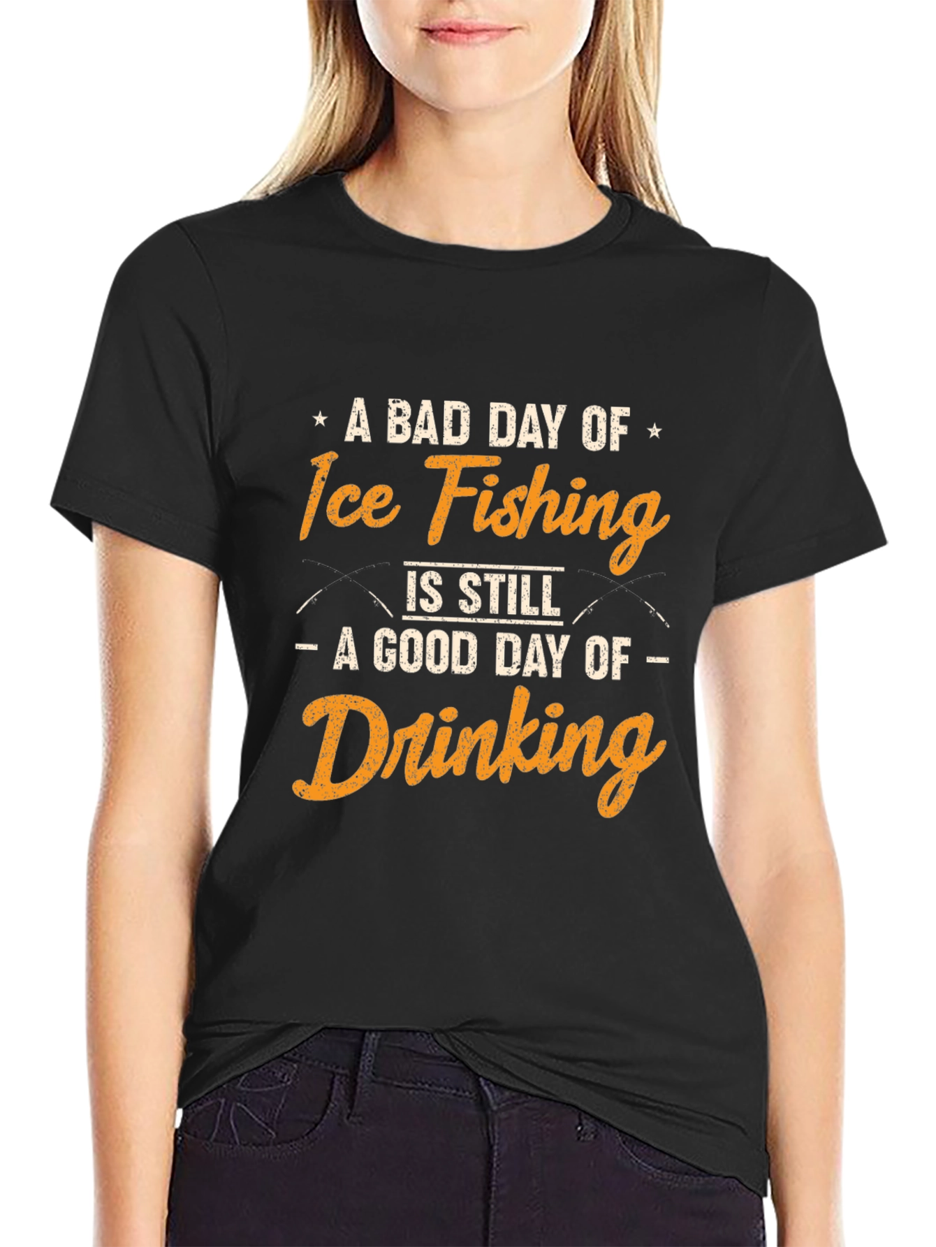 Black Ice Fishing & Drinking T-Shirt: Bad Day Still a Good Day! view 2