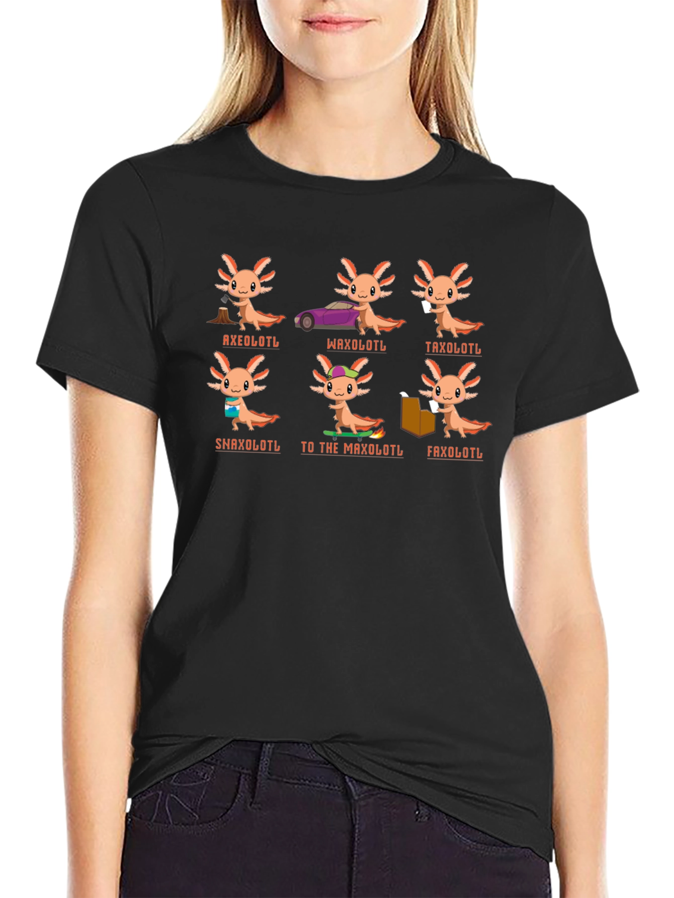 Black Axolotl Pun T-Shirt - Fun Amphibian Humor Tee view 2