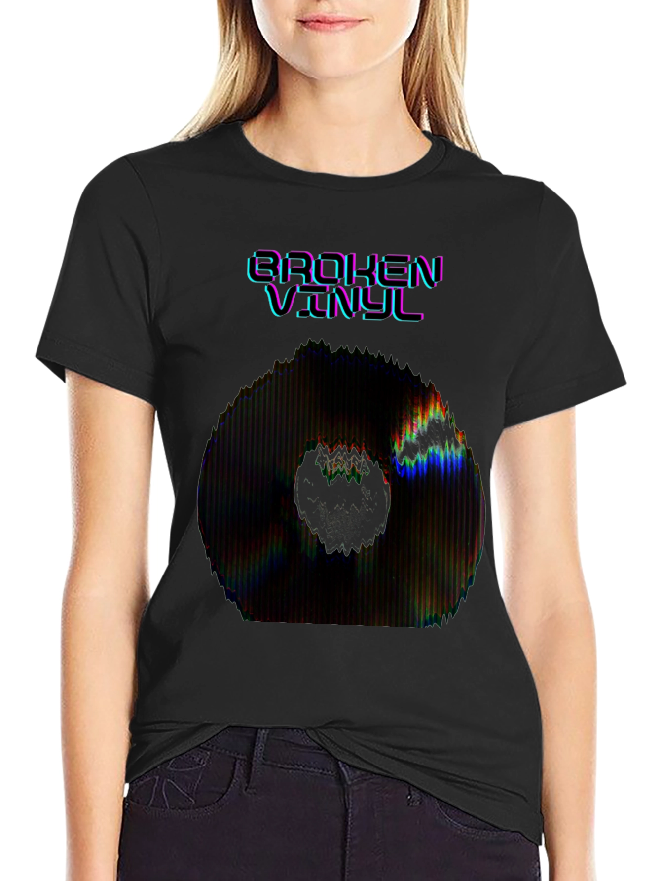 Black Broken Vinyl Graphic Tee - Black view 2