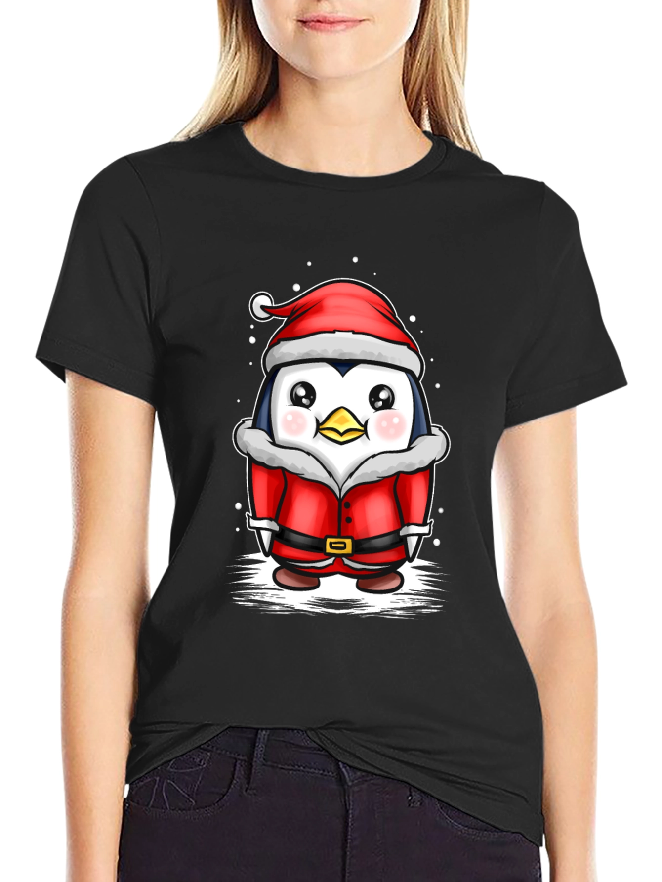 Black Penguin Santa T-Shirt - Holiday Cheer view 2