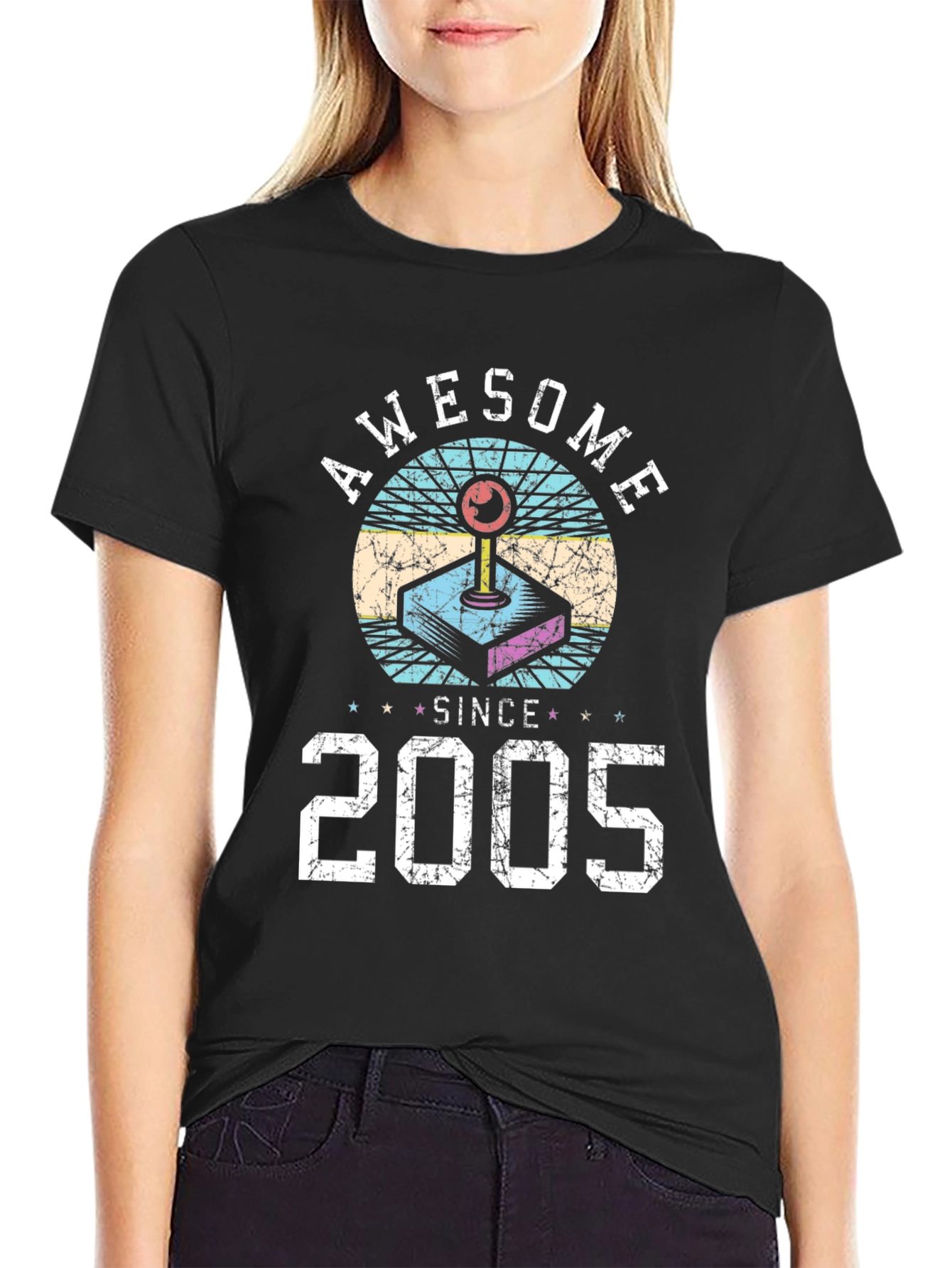 Black Awesome Since 2005 Gamer T-Shirt view 2