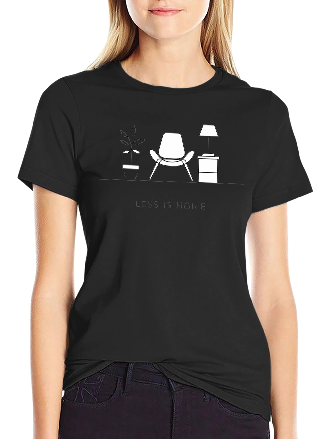 Black Minimalist Home T-Shirt - Less is Home Graphic Tee view 2