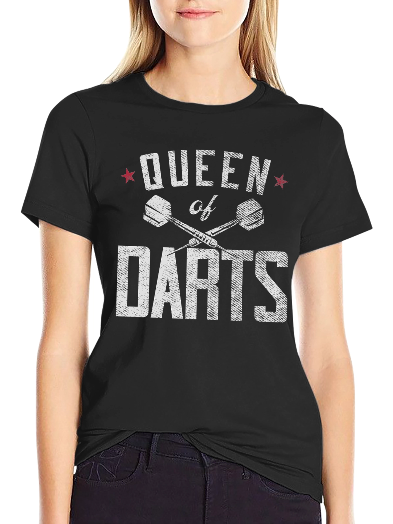 Black Queen of Darts Graphic T-Shirt - Black view 2