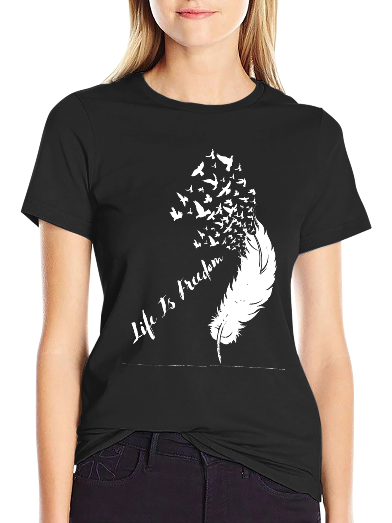 Black Life is Freedom Feather Bird T-Shirt view 2