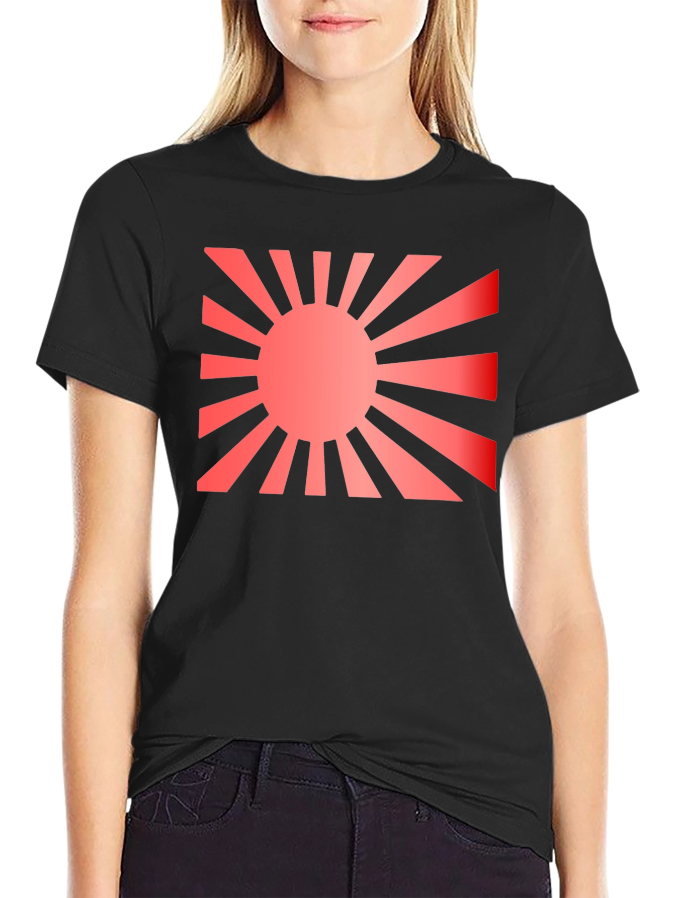 Black Rising Sun Graphic Black T-Shirt view 2
