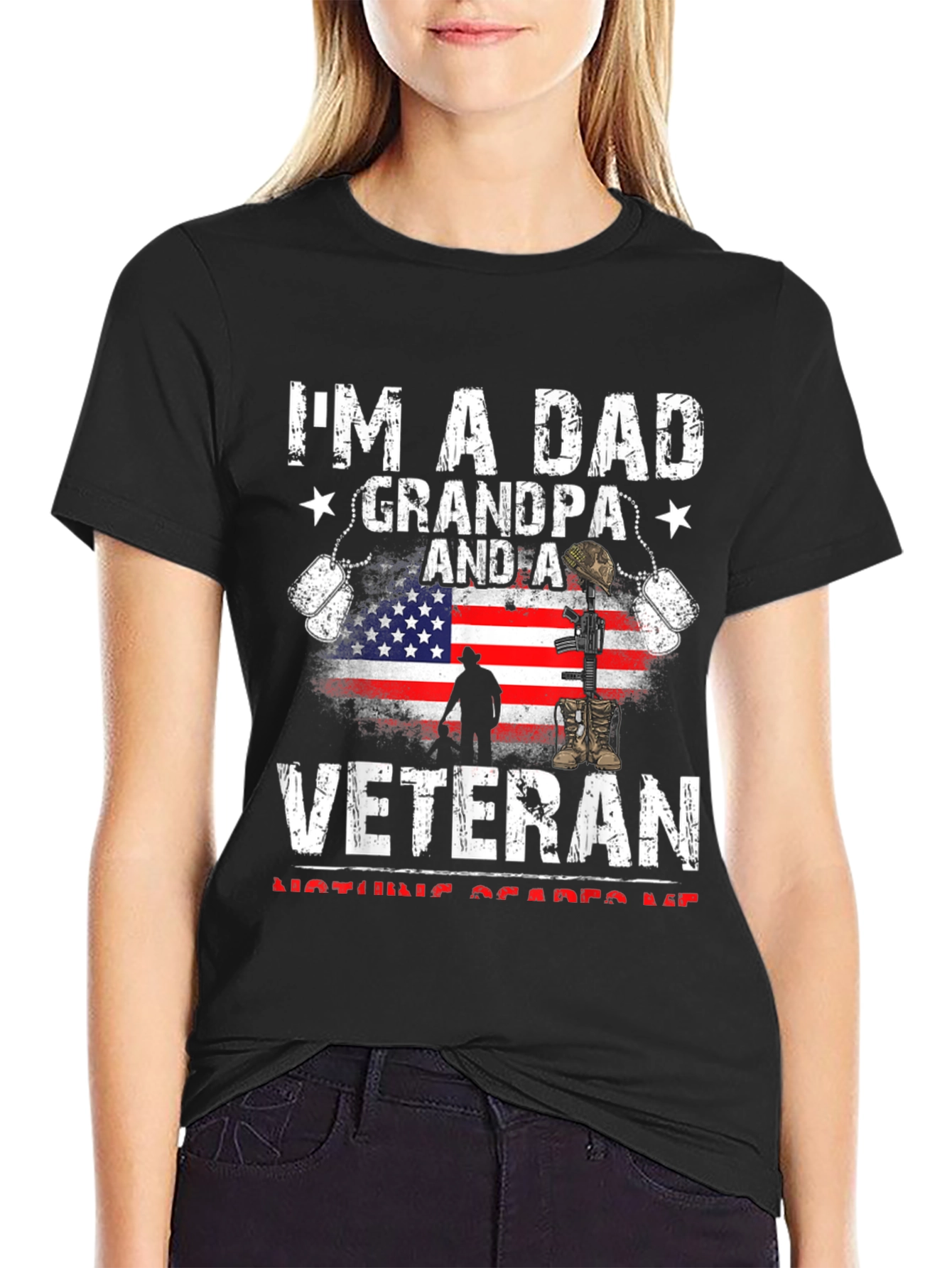 Black Dad Grandpa Veteran Graphic Tee view 2