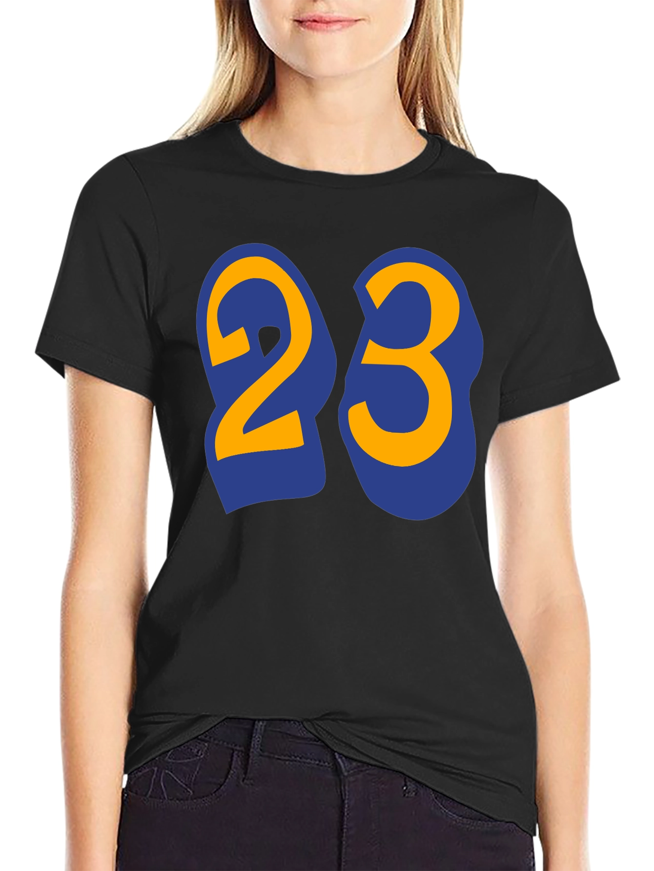 Black Men's Black T-Shirt with Number 23 Graphic view 2
