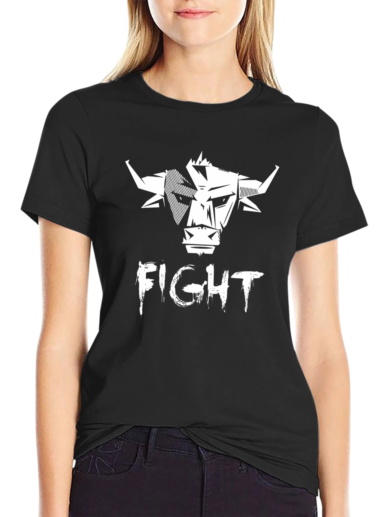 Black Men's Black FIGHT Graphic T-Shirt view 2