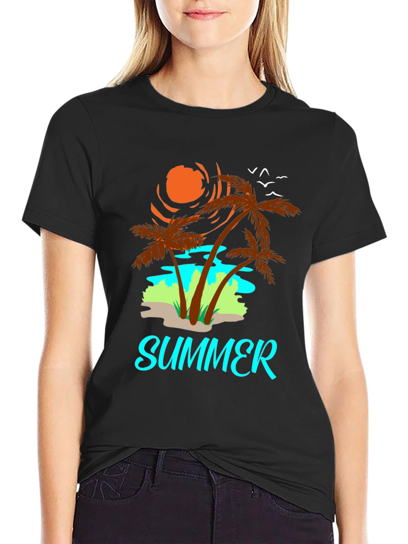 Black Summer Vibes Graphic T-Shirt view 2