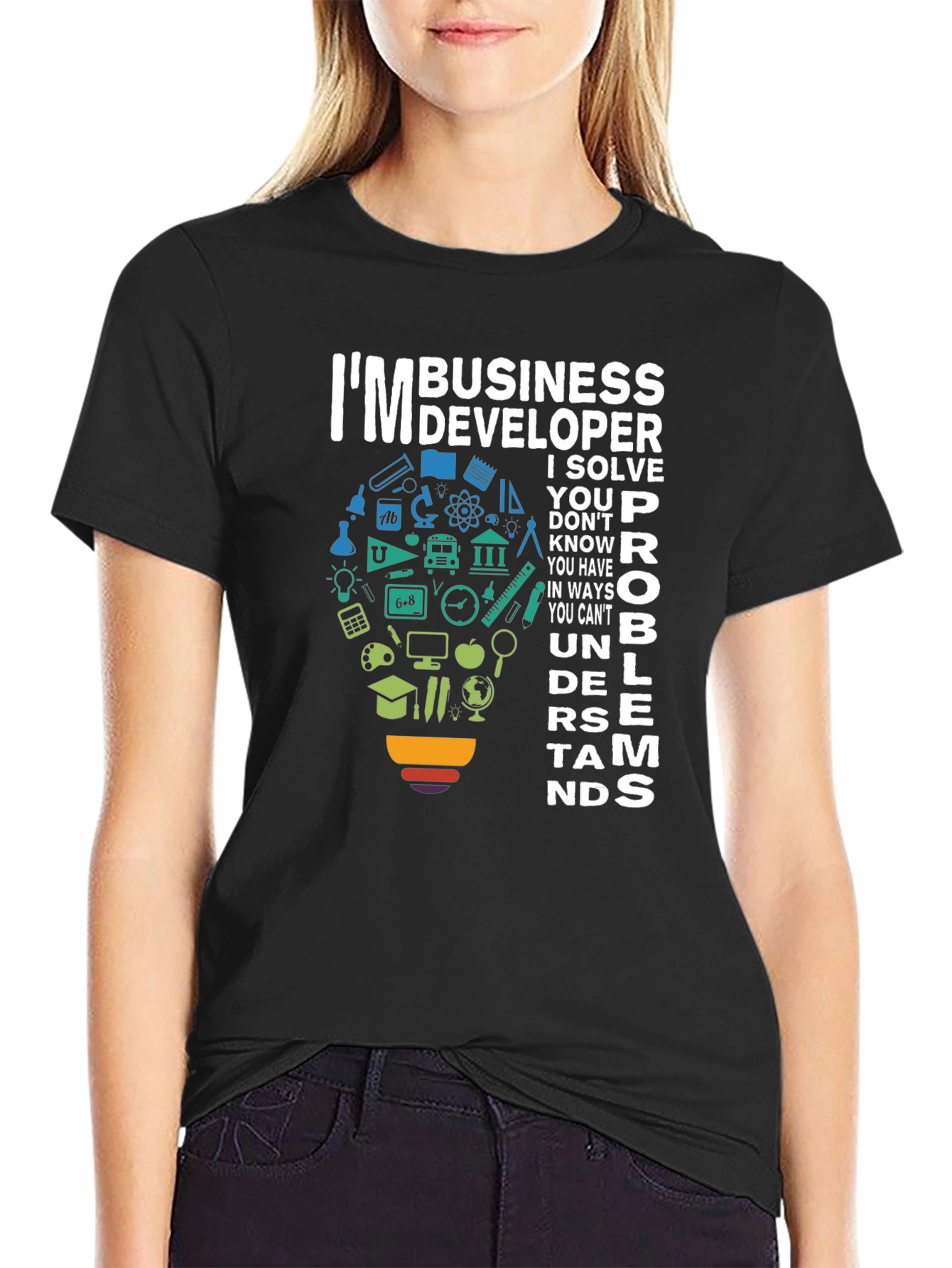Black Business Developer T-Shirt - Problem Solver Tee view 2