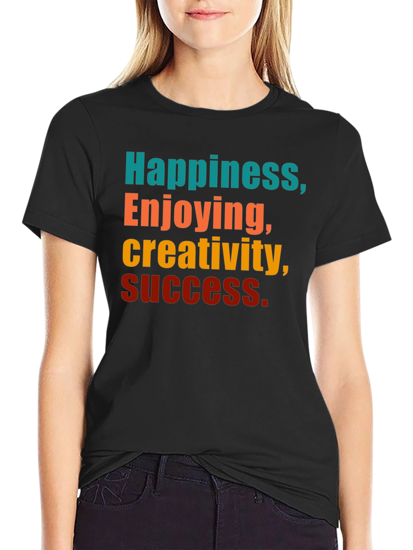 Black Happiness Creativity Success Graphic T-Shirt view 2