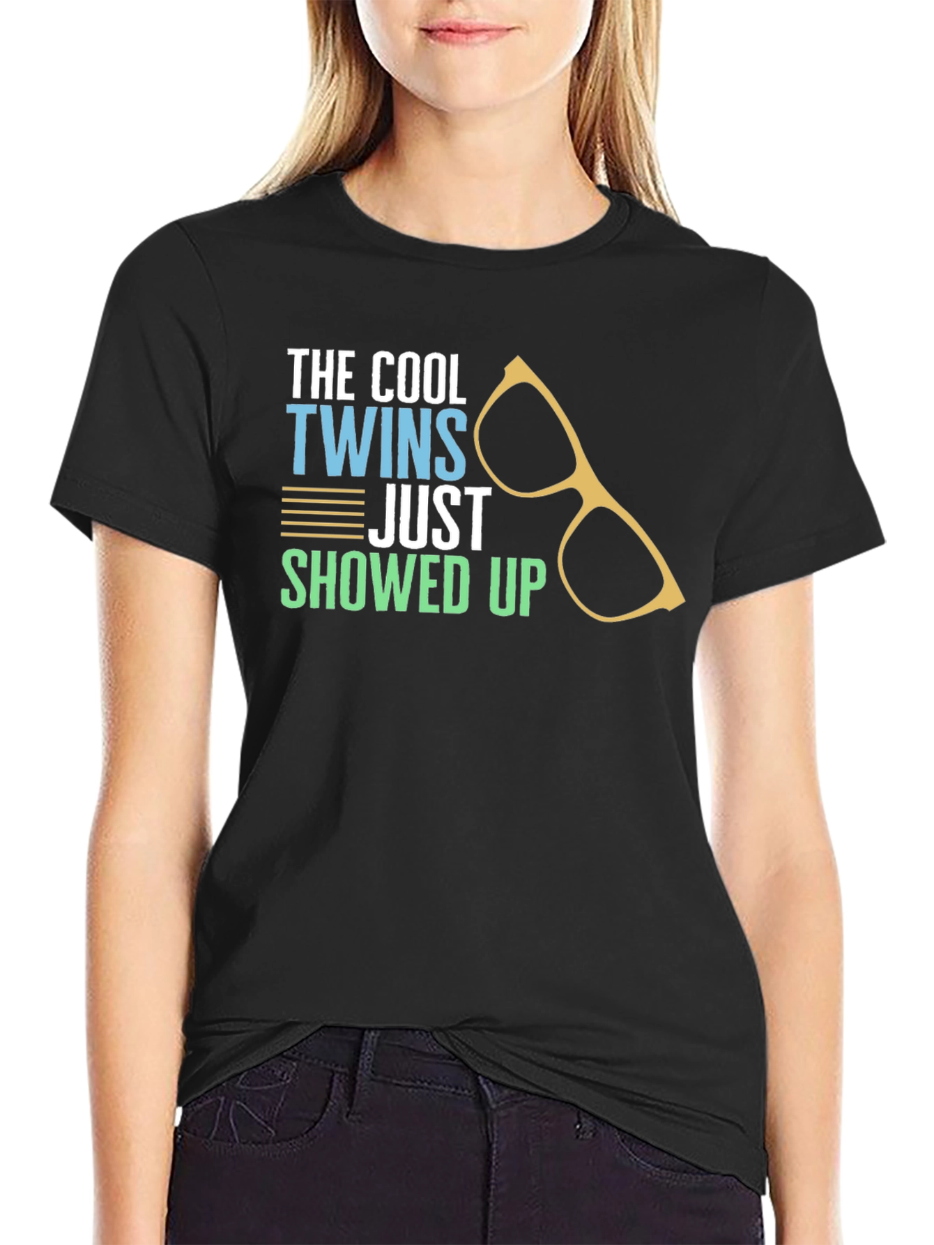 Black Cool Twins T-Shirt - Funny Graphic Tee view 2