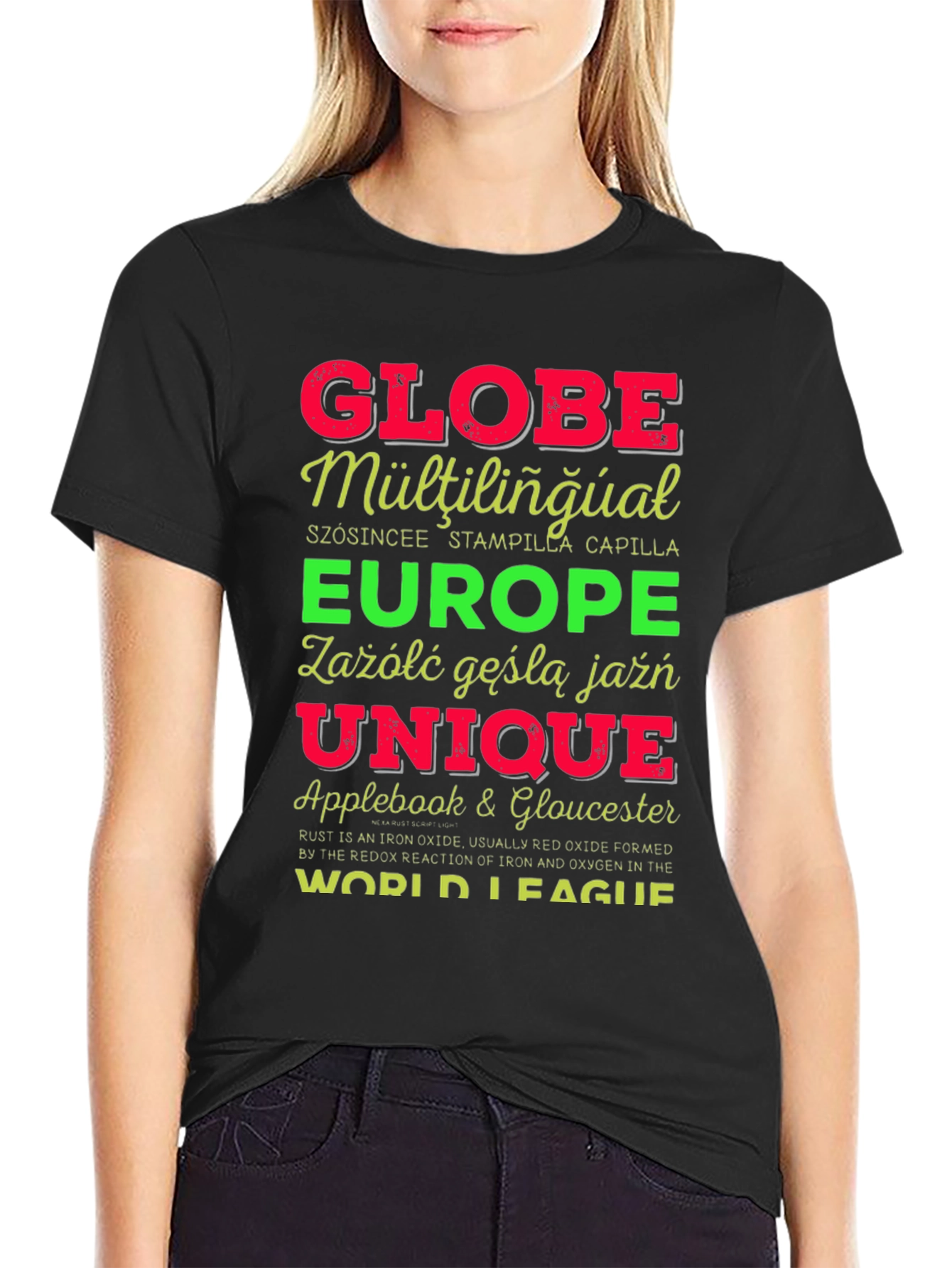 Black Globe Multilingual Graphic T-Shirt view 2