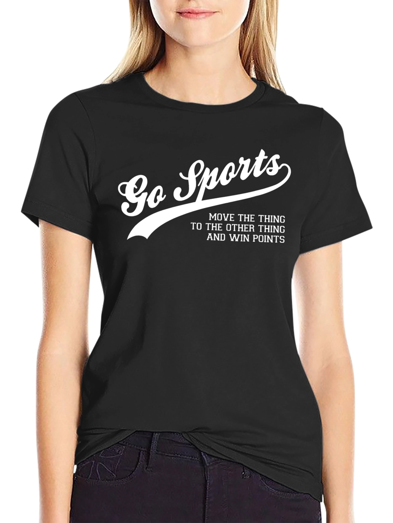 Black Go Sports Funny Slogan Graphic Tee view 2