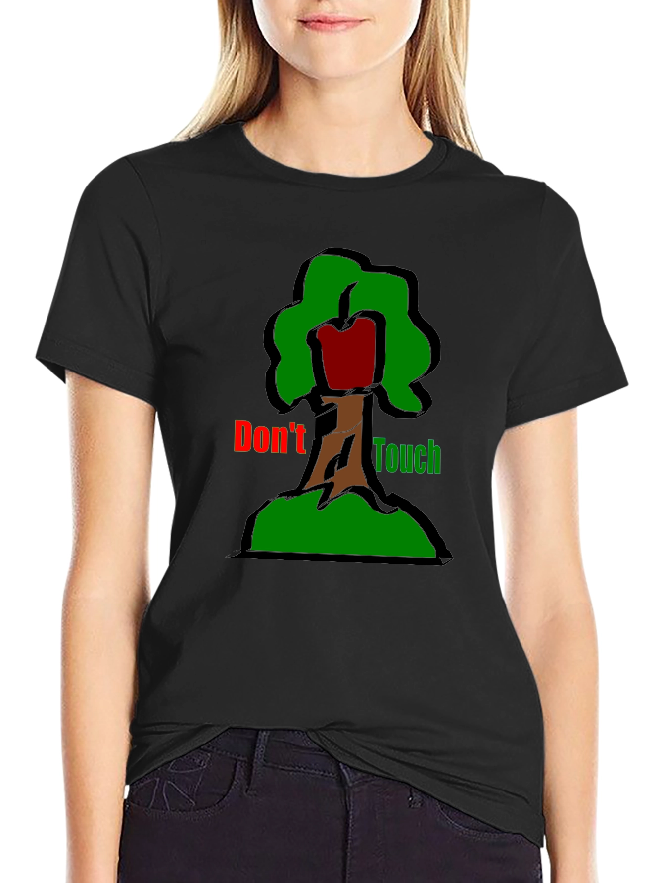 Black Don't Touch T-Shirt - Graphic Tree Design view 2