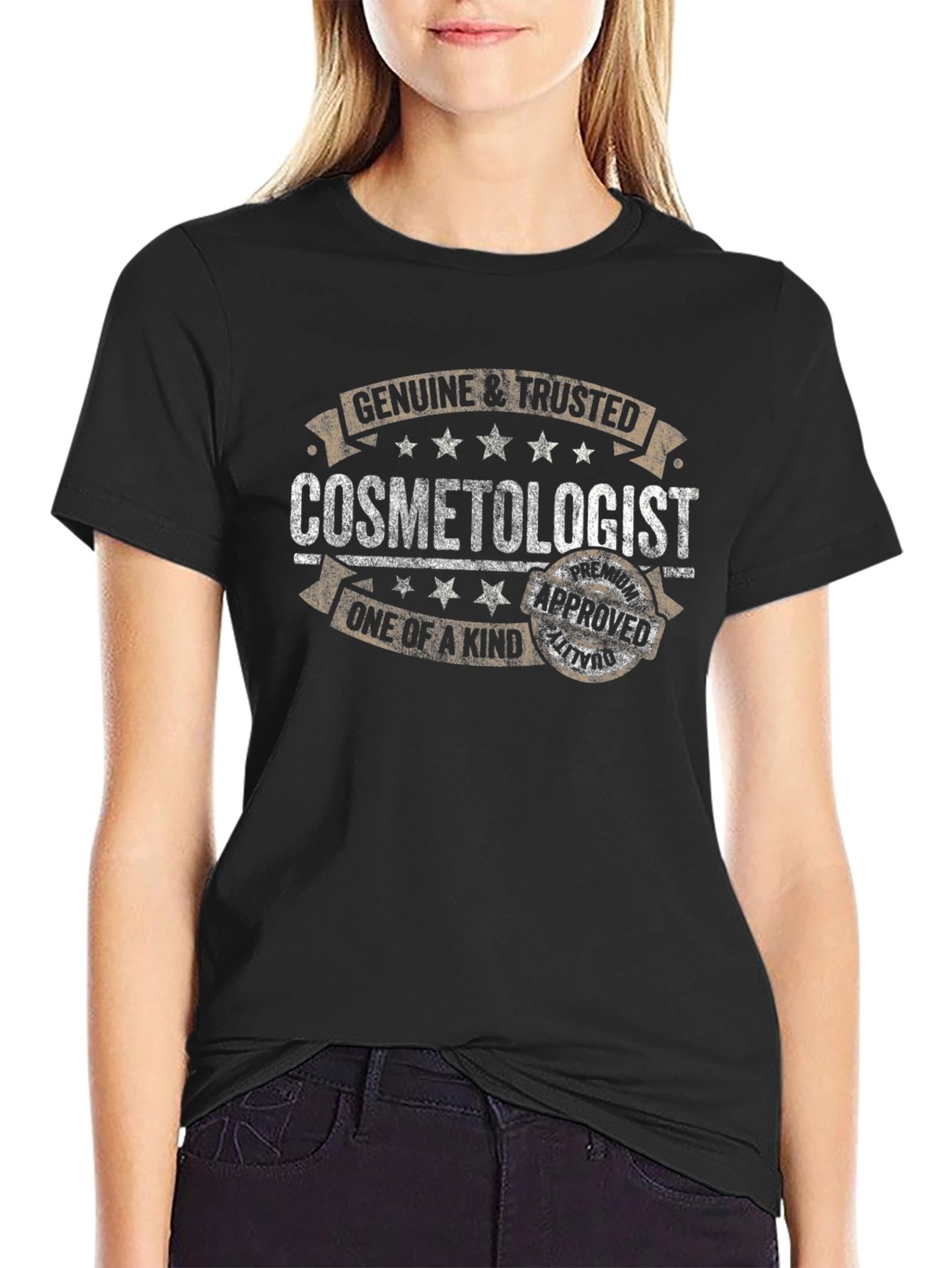 Black Genuine & Trusted Cosmetologist Black T-Shirt view 2
