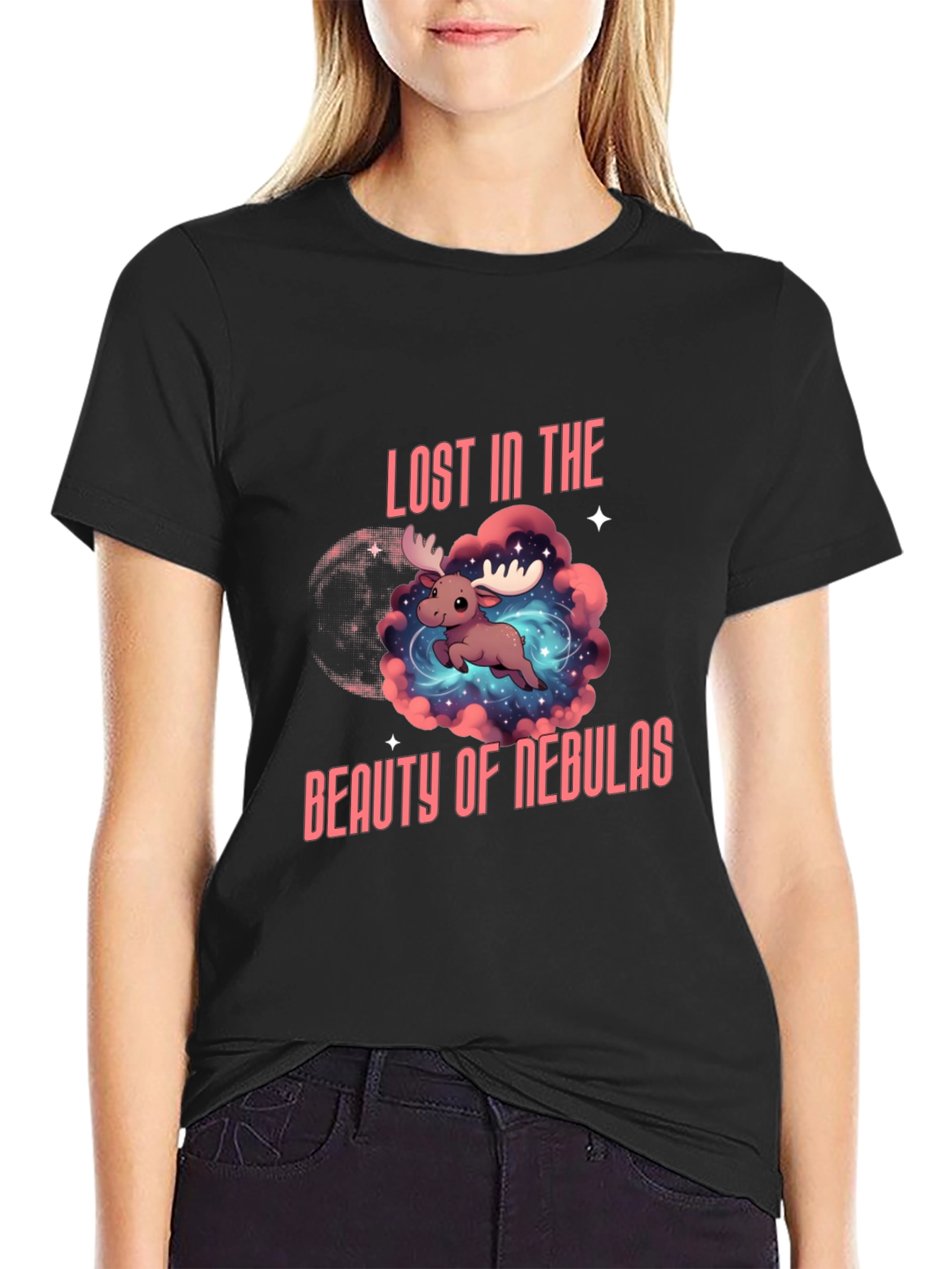 Black Lost in the Beauty of Nebulas T-Shirt view 2