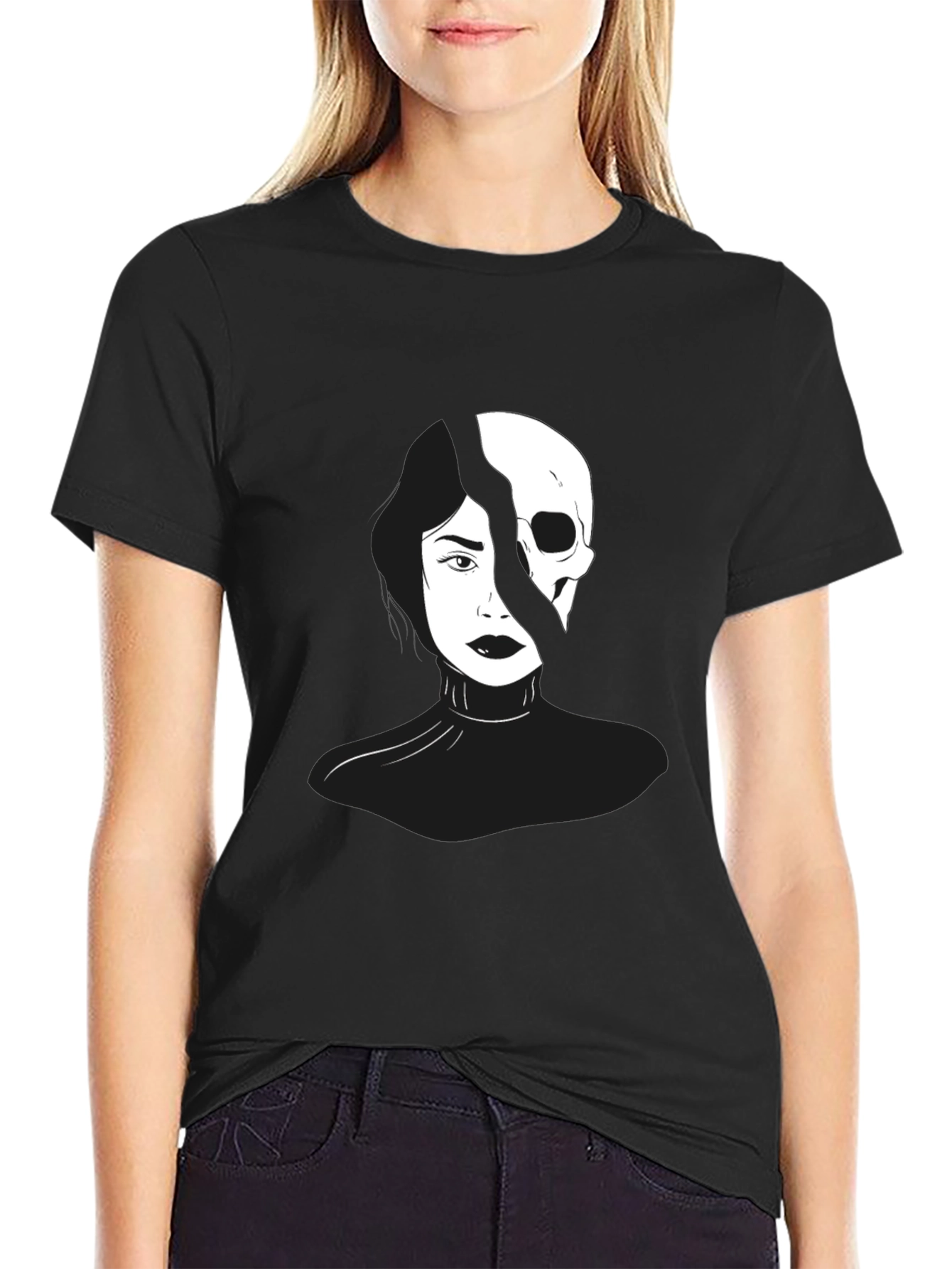 Black Split Face Graphic T-Shirt view 2