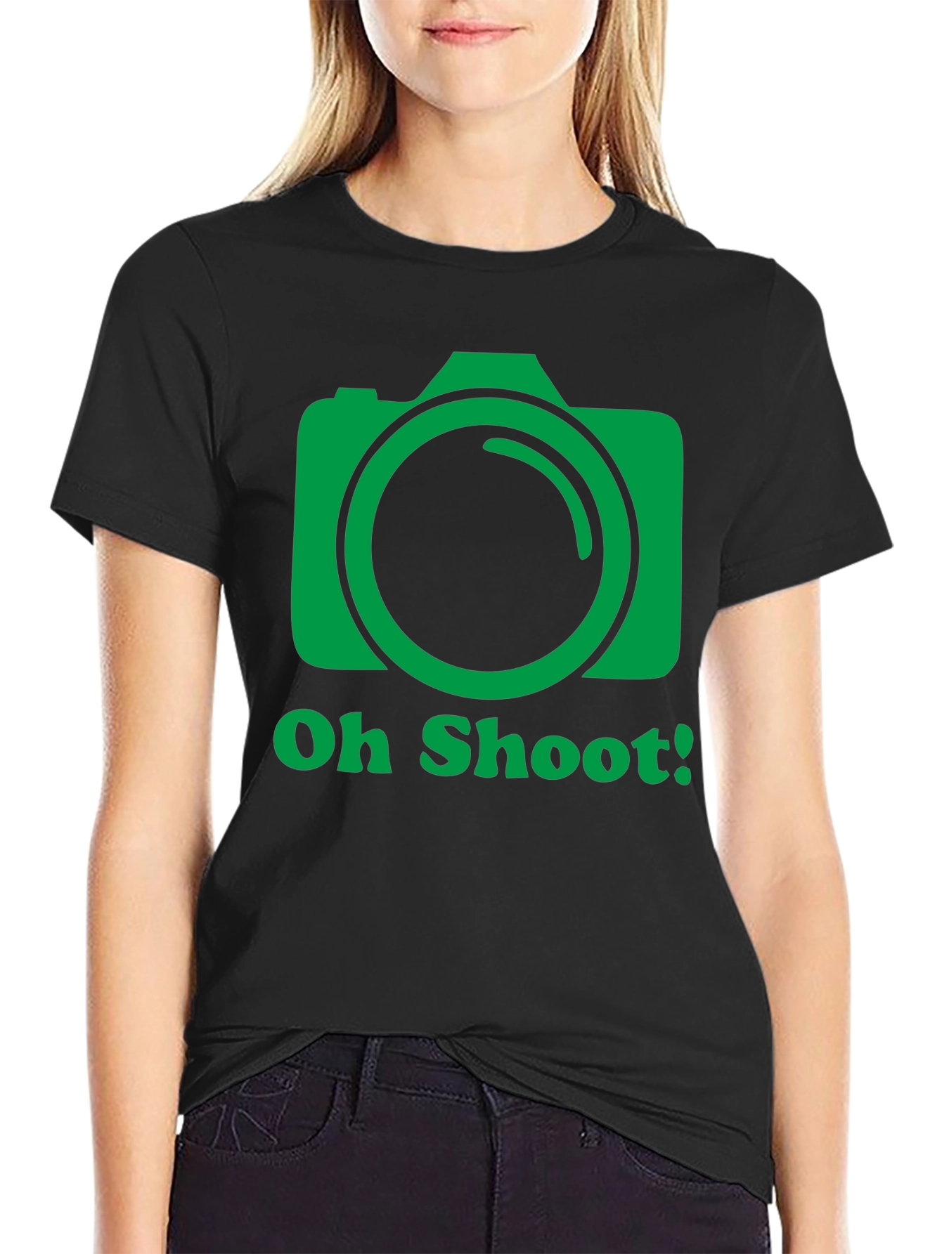 Black Oh Shoot Camera Graphic T-Shirt - Photographer Tee view 2
