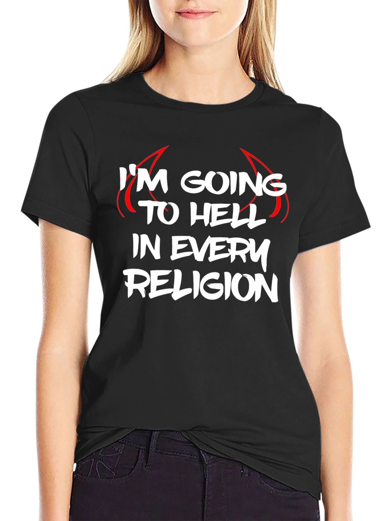 Black I'm Going to Hell Funny Graphic Tee view 2