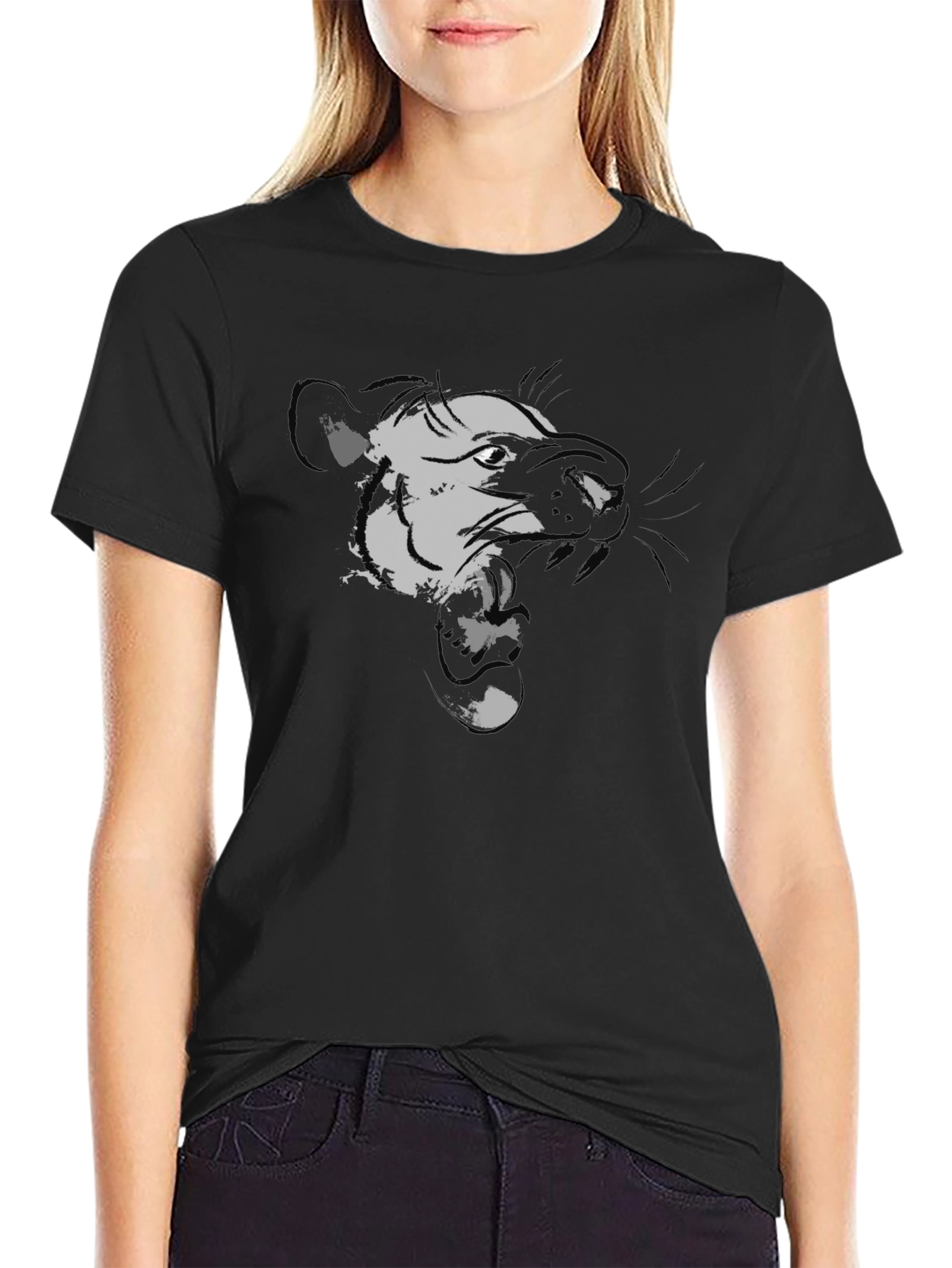 Black Black Graphic Tee - Ferocious Weasel Design view 2