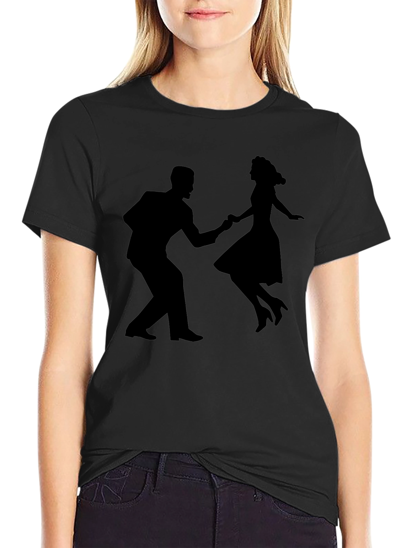 Black Retro Dance T-Shirt - Swing Style Graphic Tee view 2