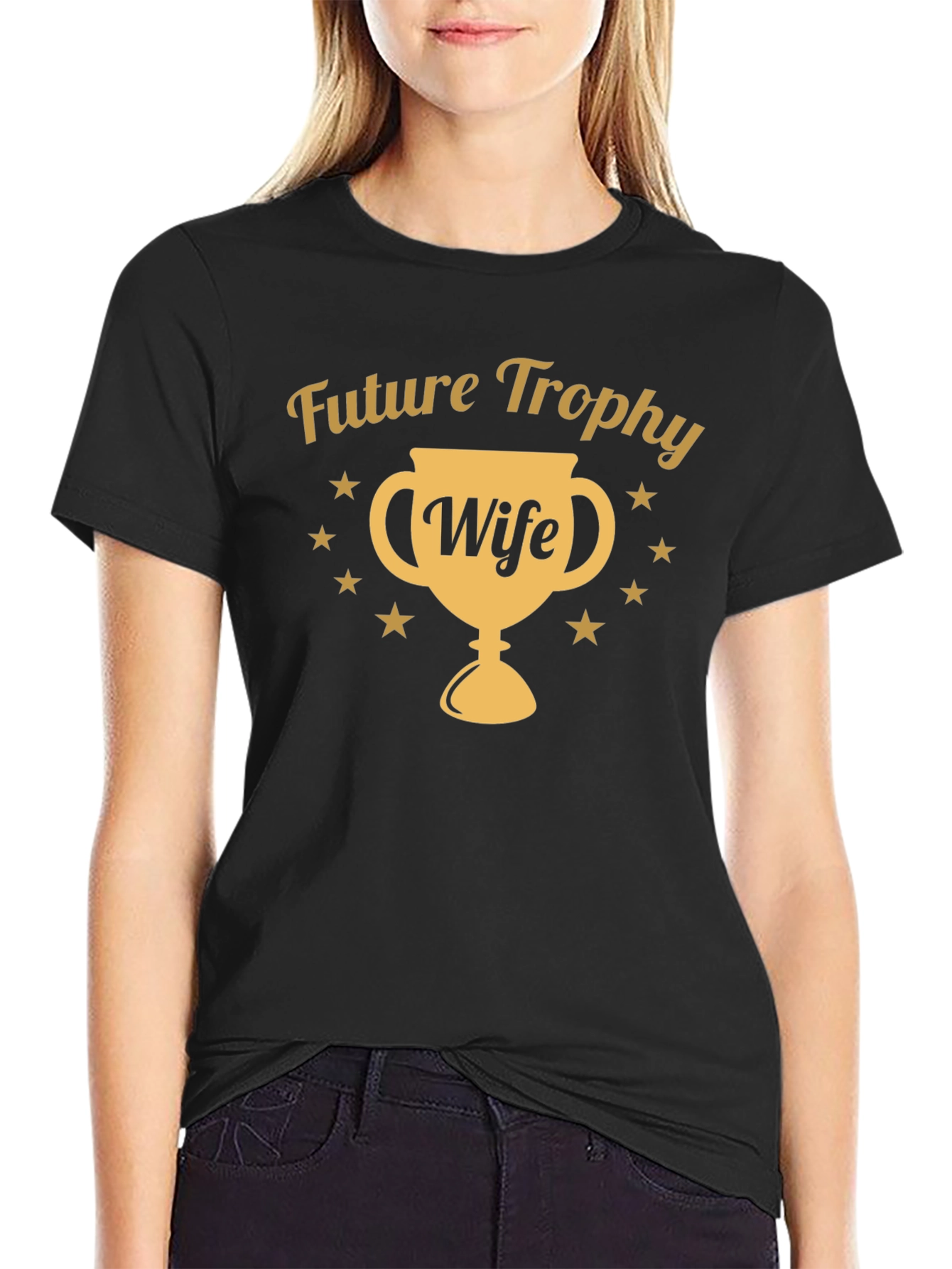 Black Future Trophy Wife T-Shirt - Novelty Graphic Tee view 2