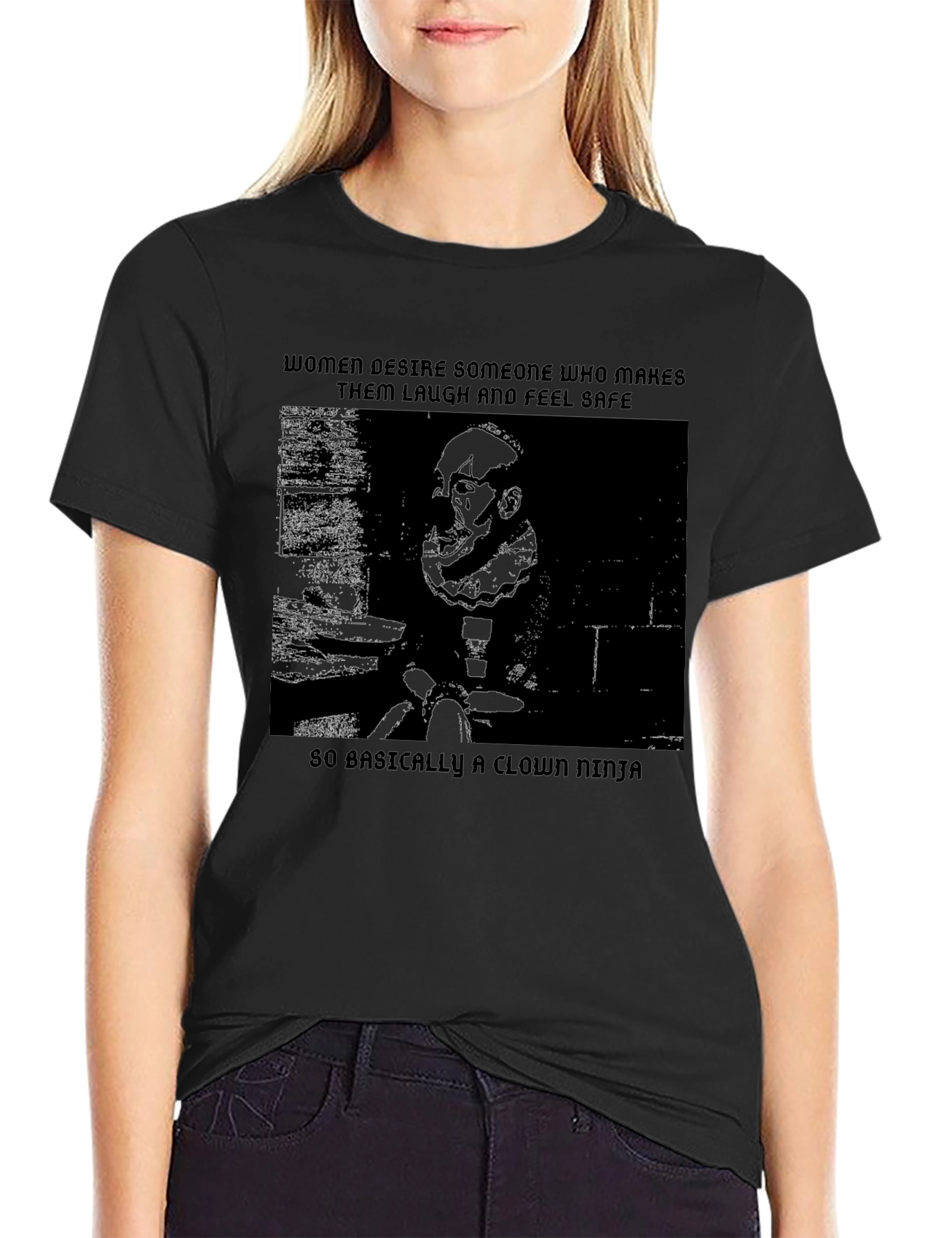 Black Clown Ninja Graphic Tee - Funny Humor Novelty T-Shirt view 2