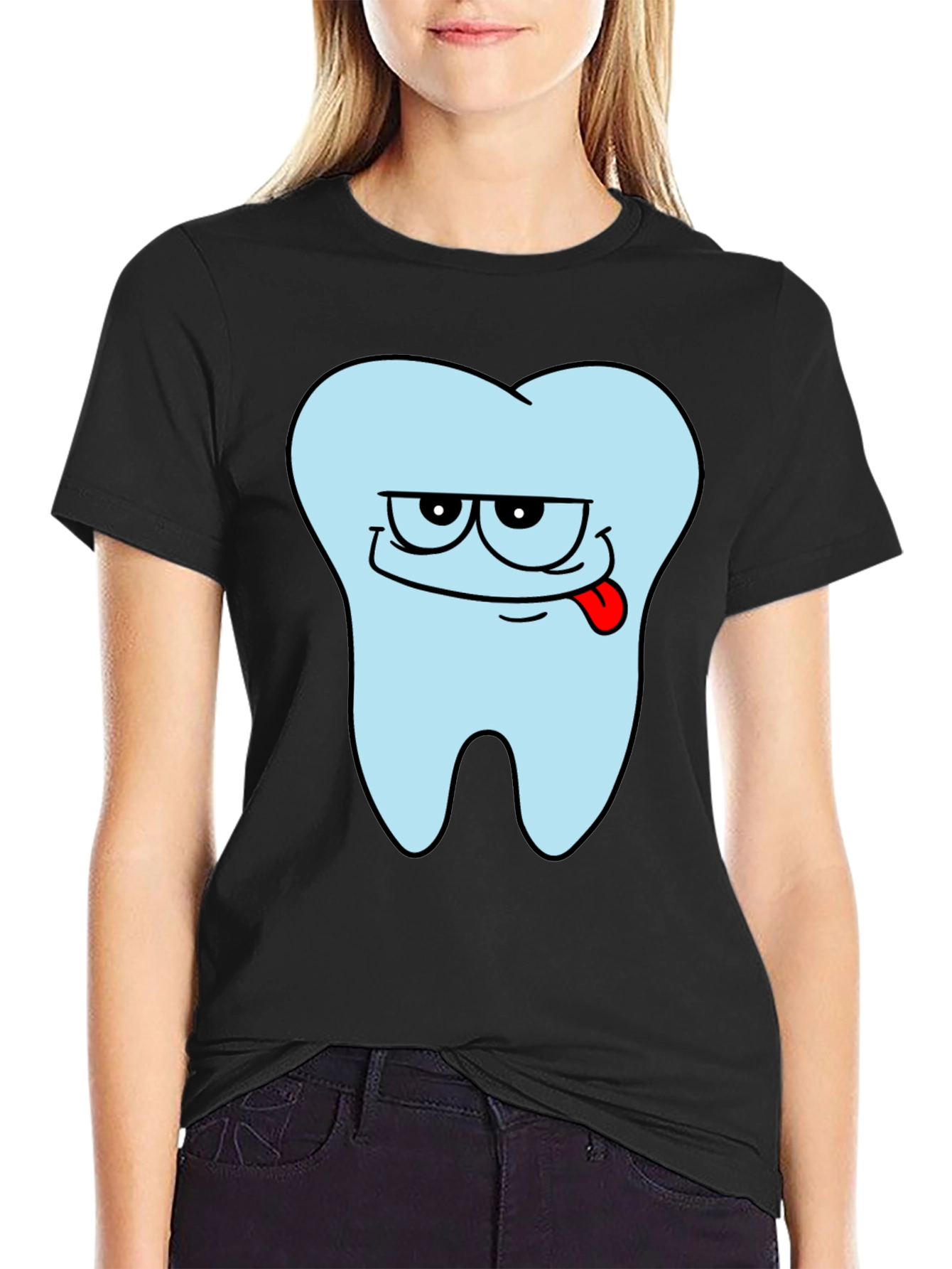 Black Funny Tooth Graphic Men's Black T-Shirt view 2