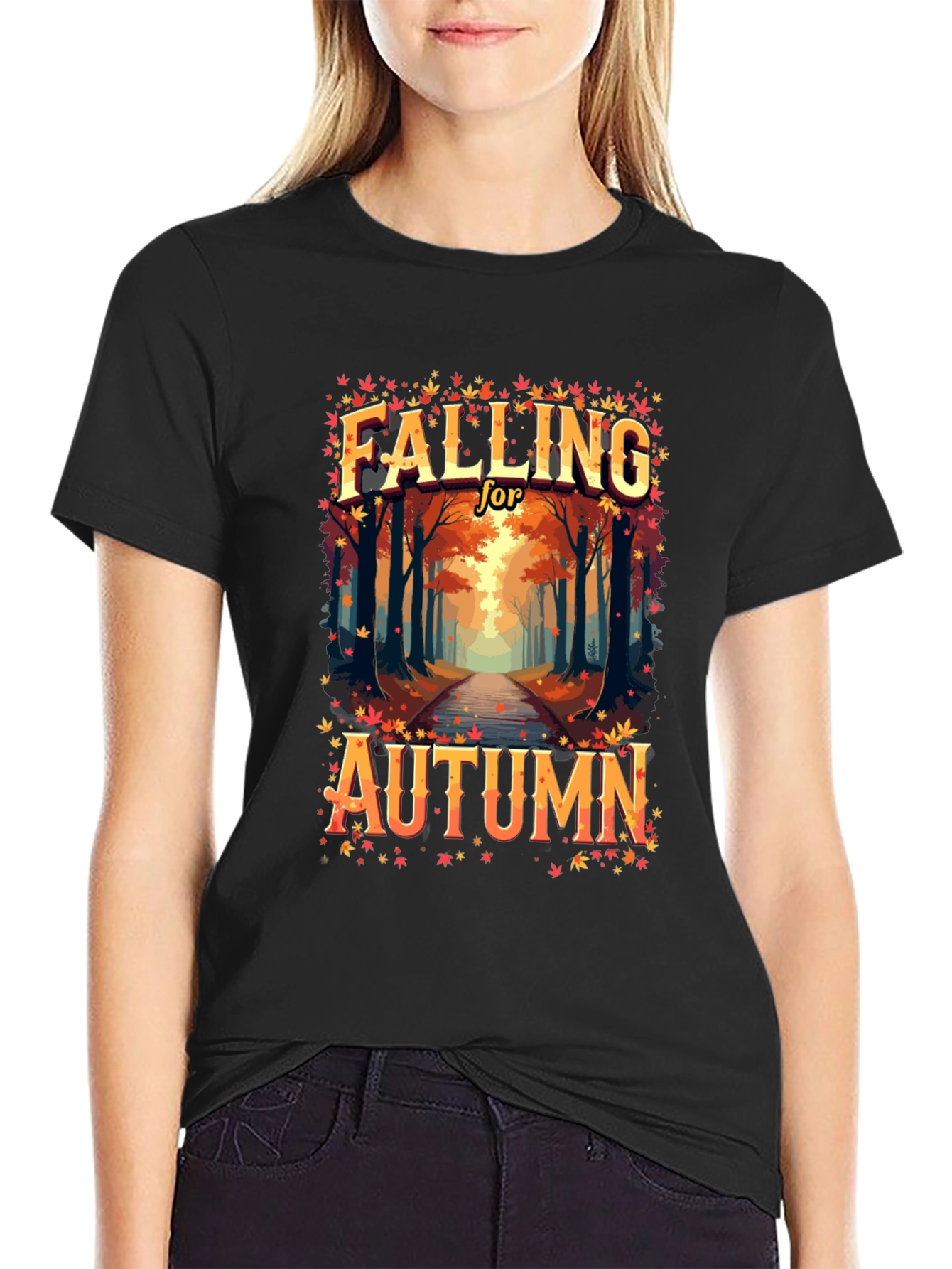 Black Falling for Autumn T-Shirt view 2