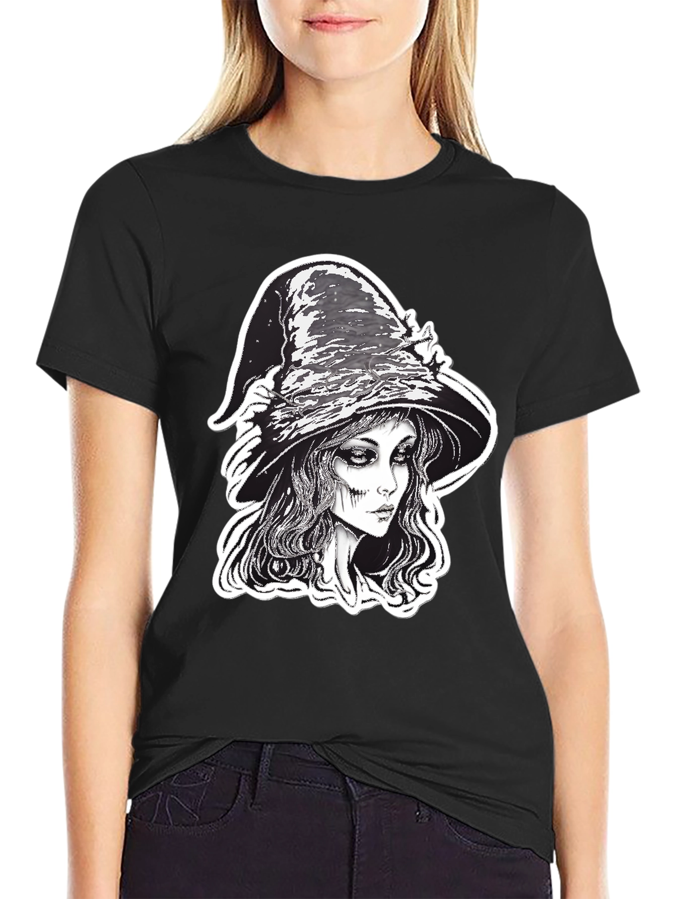 Black Witch Graphic Tee - Black Halloween Shirt view 2