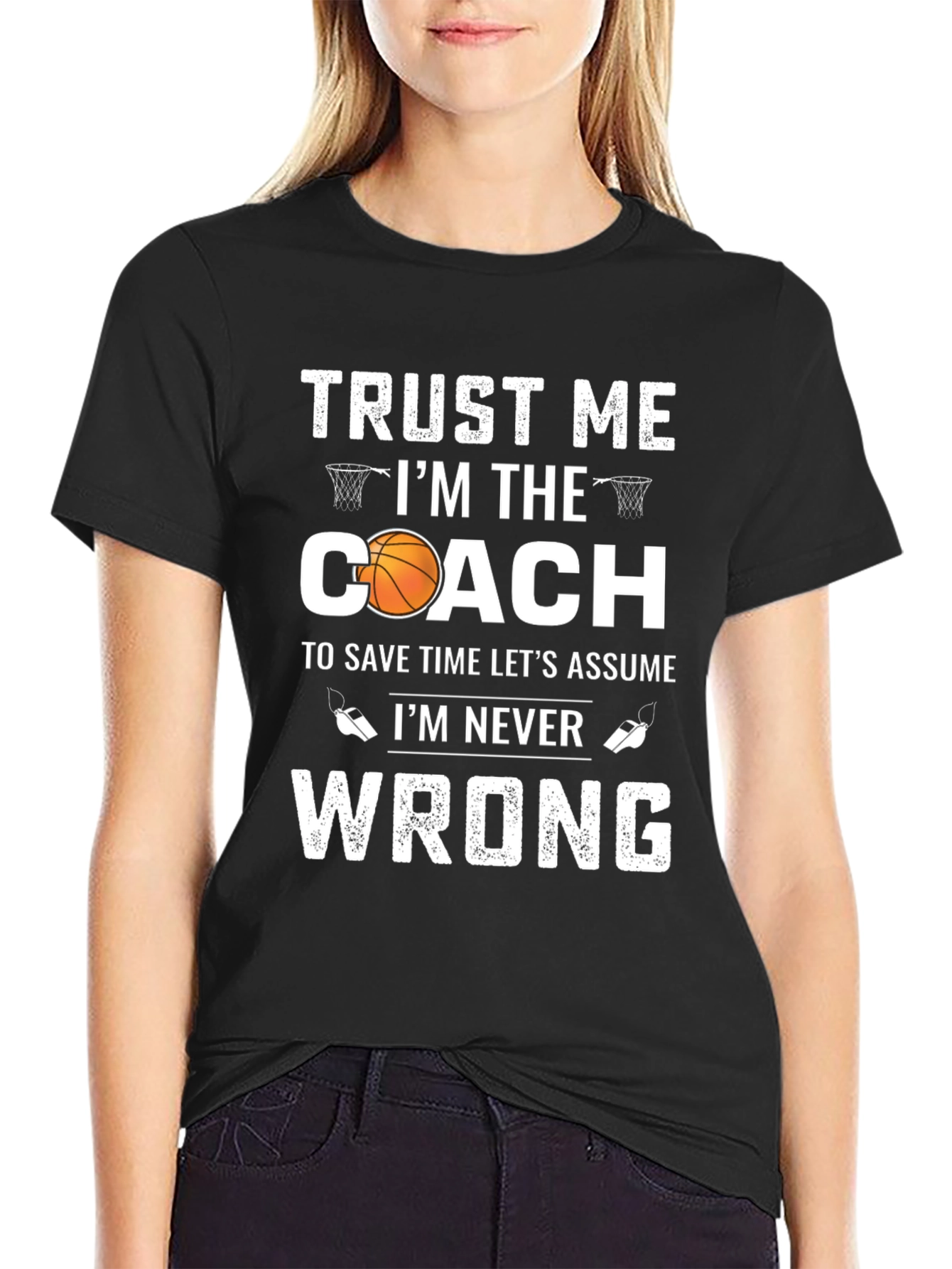 Black Basketball Coach Graphic T-Shirt: Trust Me, I'm the Coach view 2