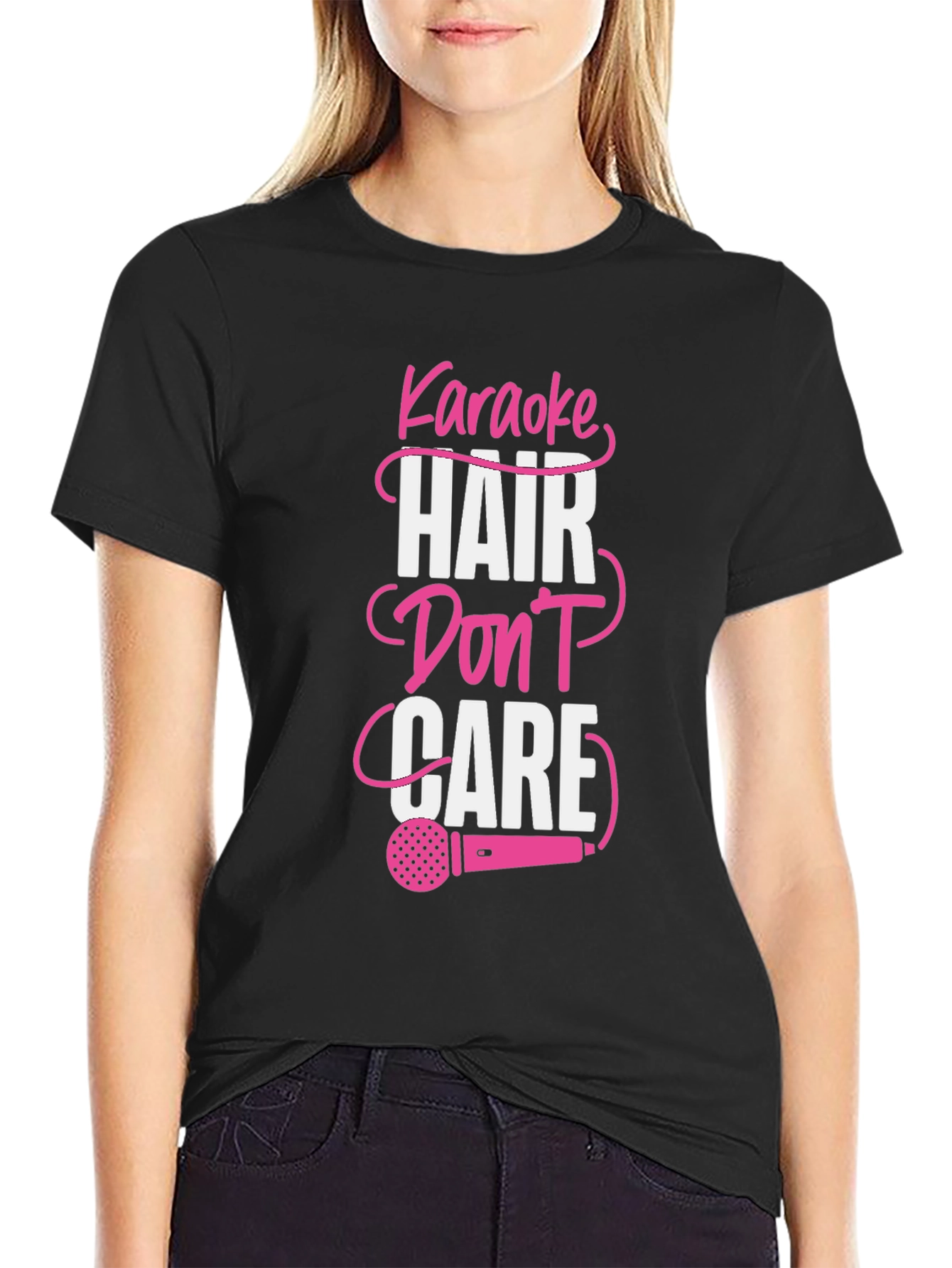 Black Karaoke Hair Don't Care Graphic Tee view 2