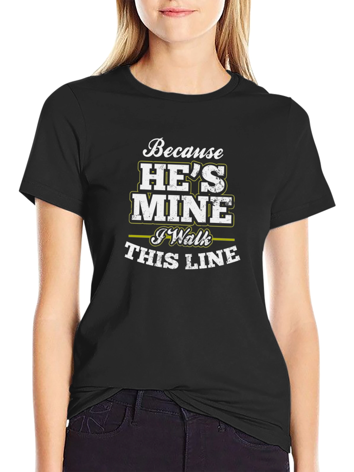 Black Because He's Mine T-Shirt, Funny Husband Tee view 2