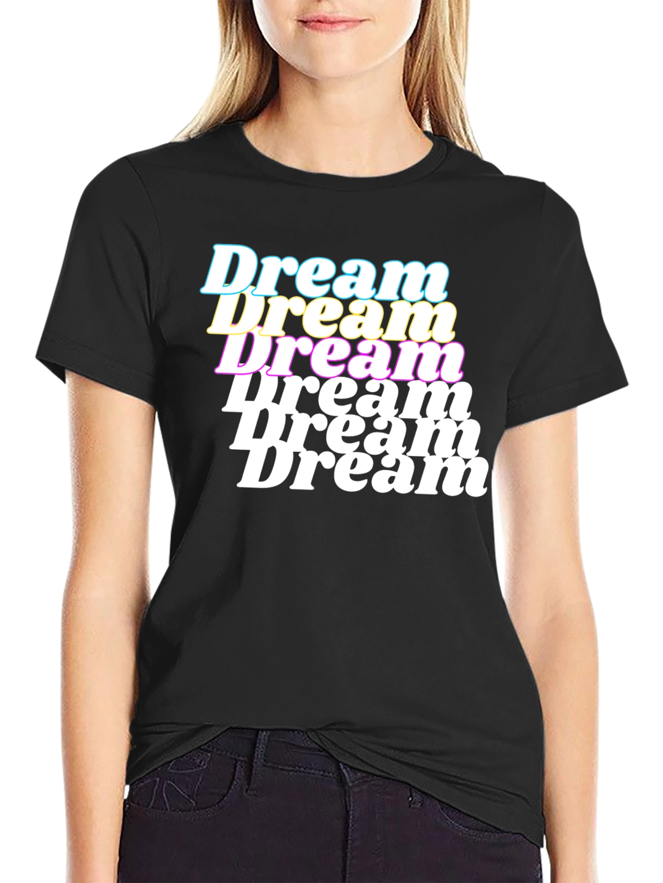 Black Dream Stacked Graphic T-Shirt - Black view 2