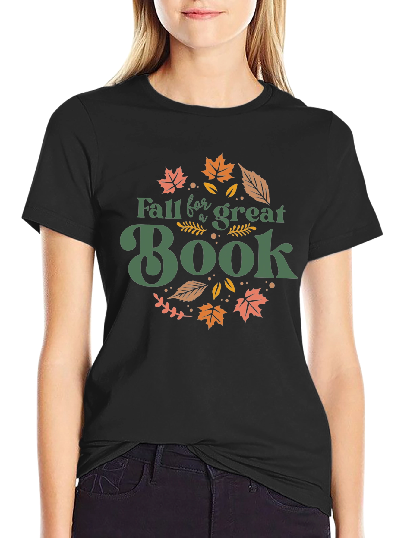 Black Fall for a Great Book T-Shirt view 2