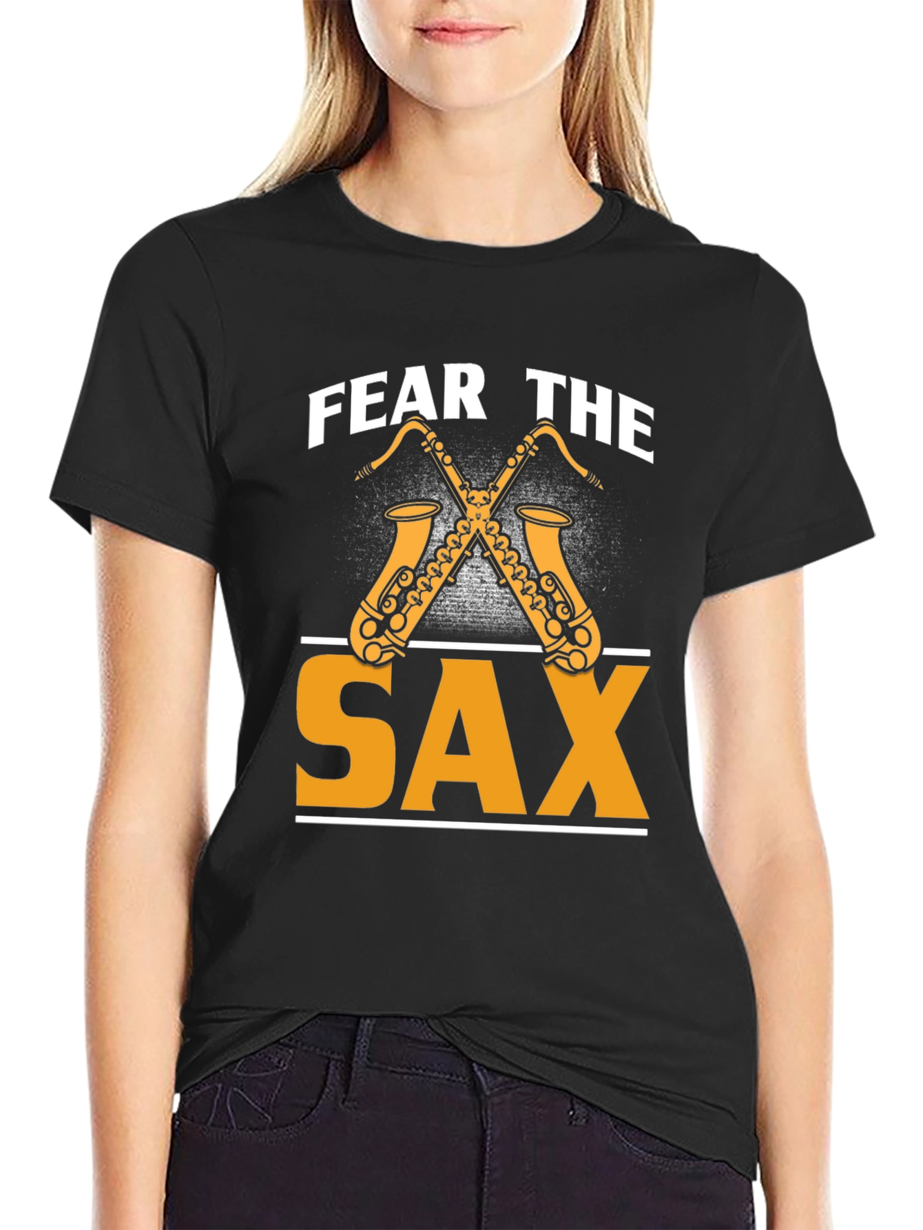 Black Fear The Sax T-Shirt - Music Lover Tee view 2