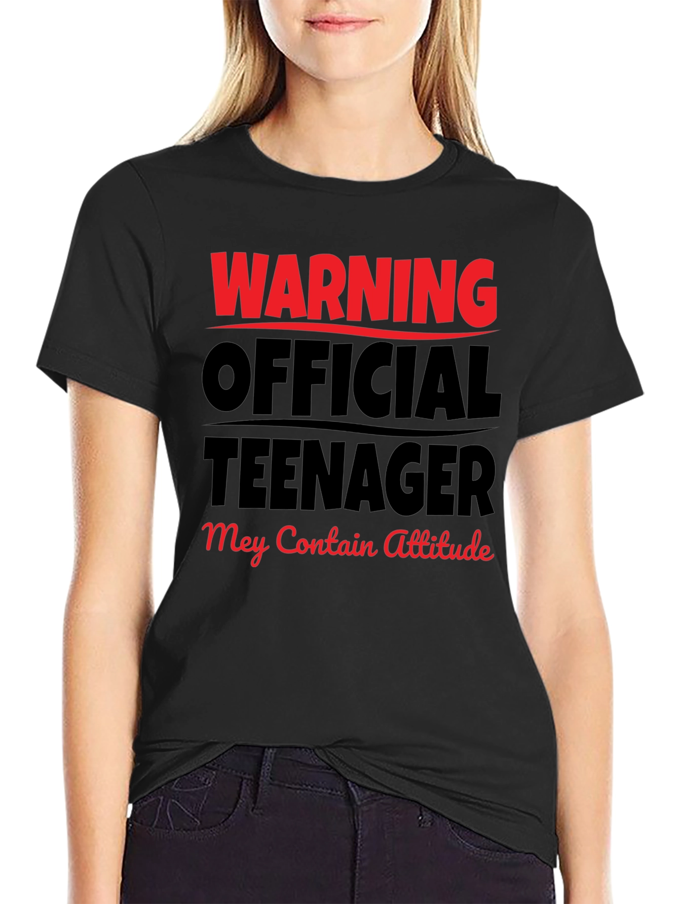Black Warning Official Teenager T-Shirt - Attitude Included! view 2
