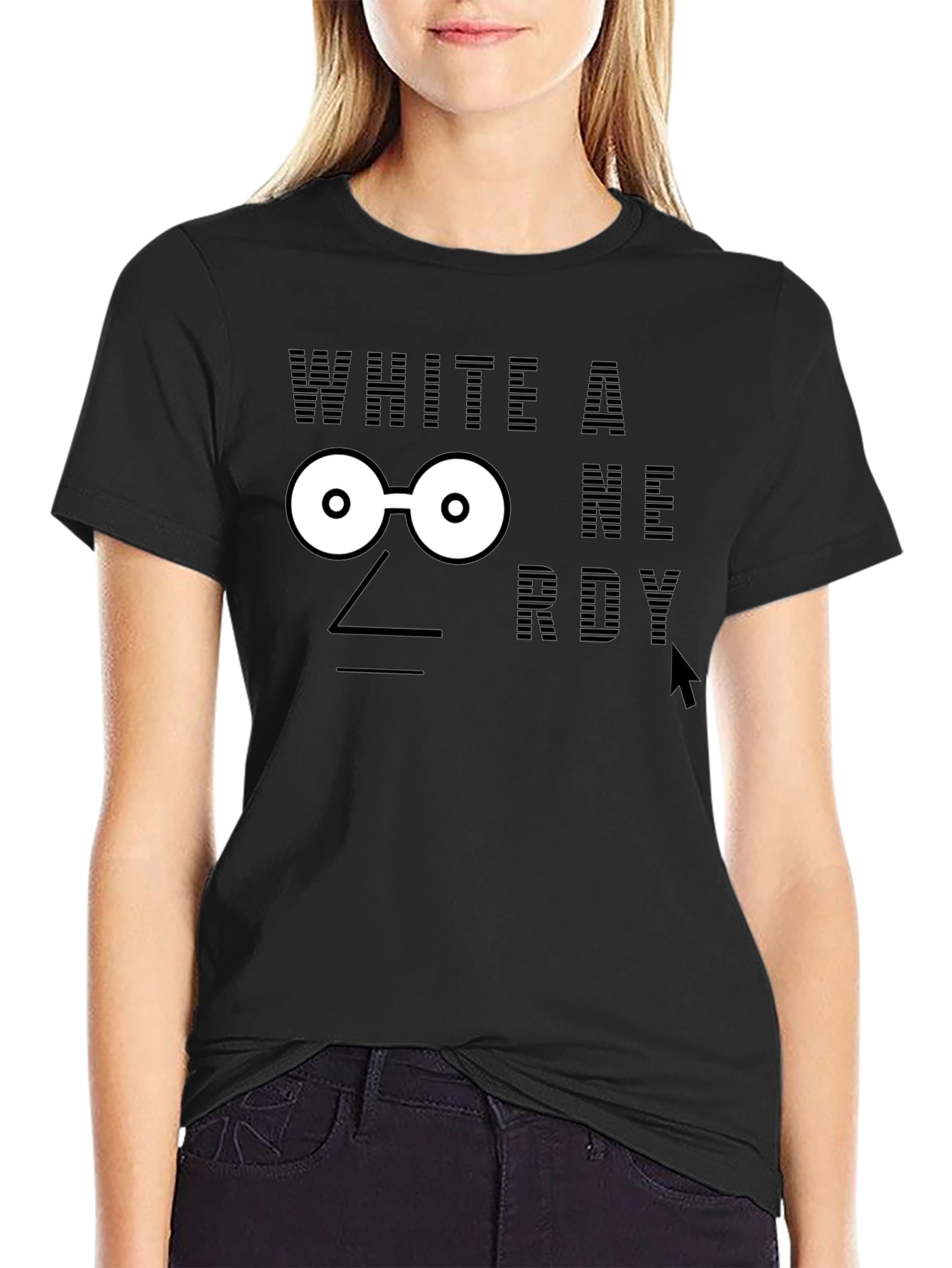 Black White a Nerd? Funny Graphic Novelty T-Shirt view 2