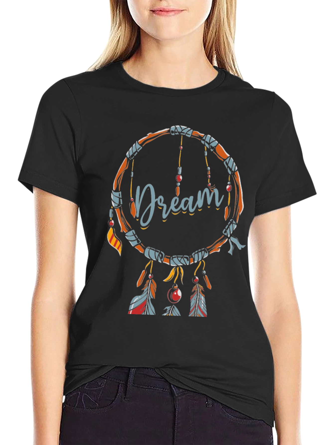 Black Dreamcatcher T-Shirt - Boho Style Dream Shirt view 2