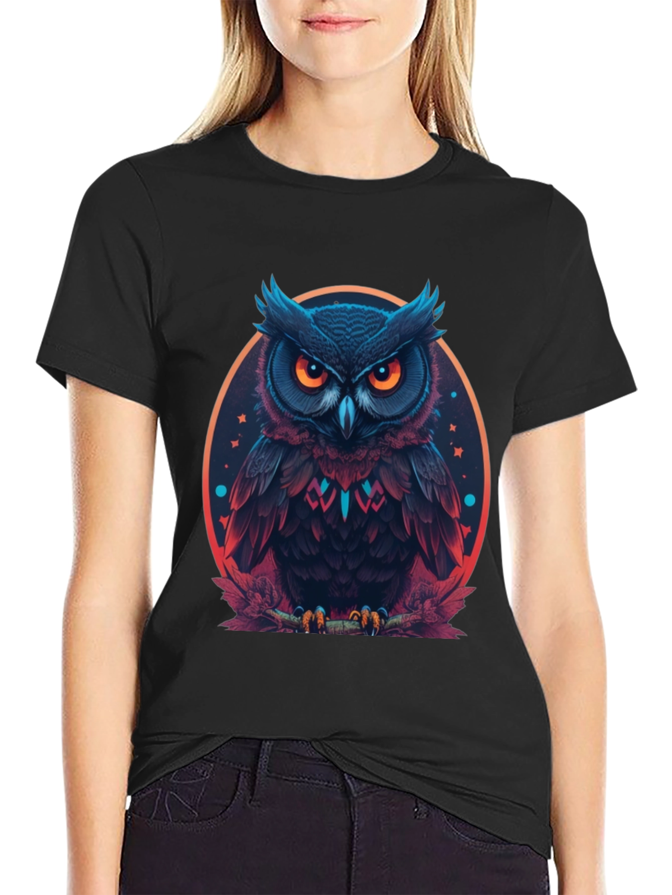 Black Men's Black Owl Graphic Tee view 2