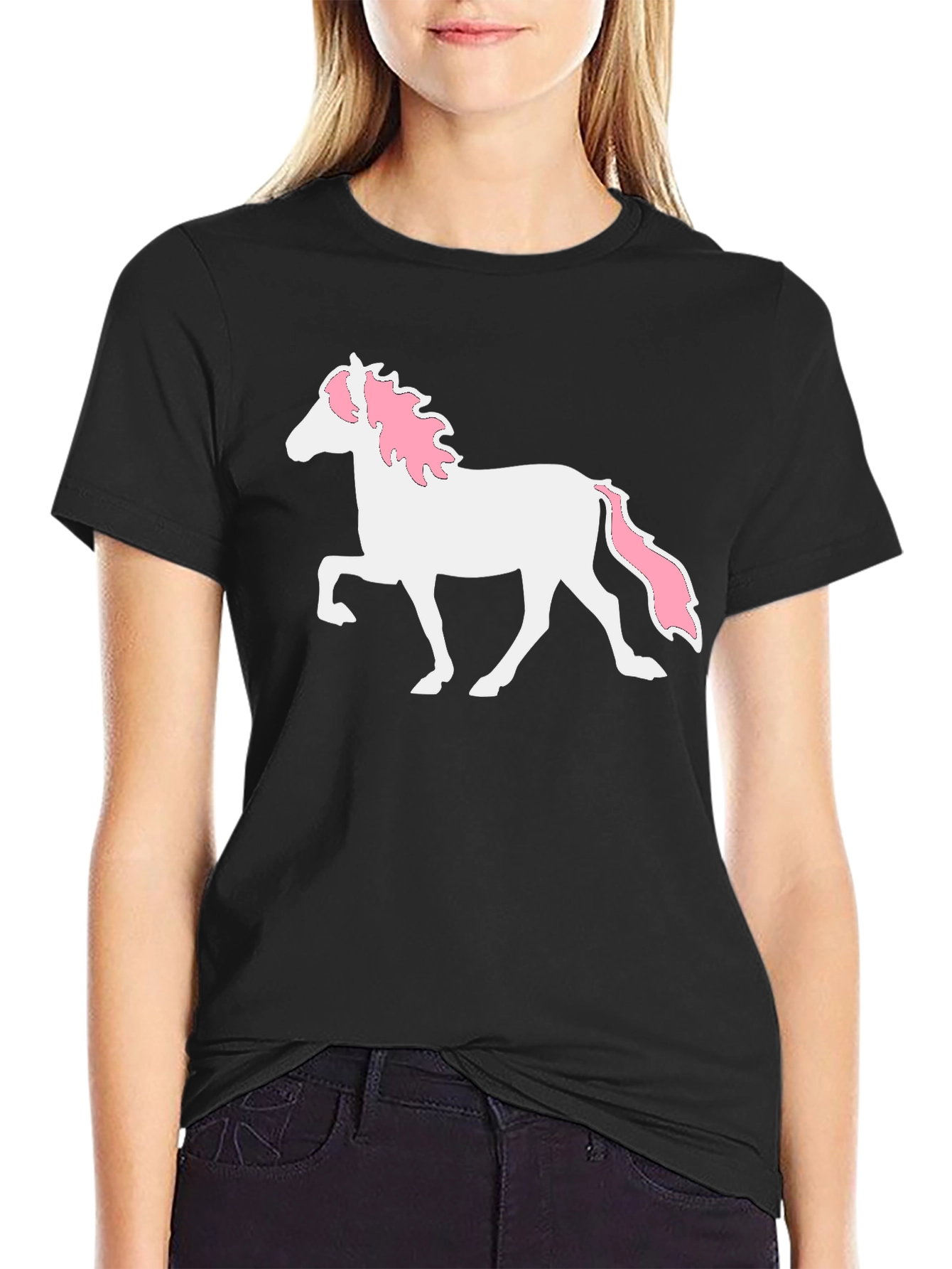 Black Unicorn Graphic Print Black T-Shirt view 2