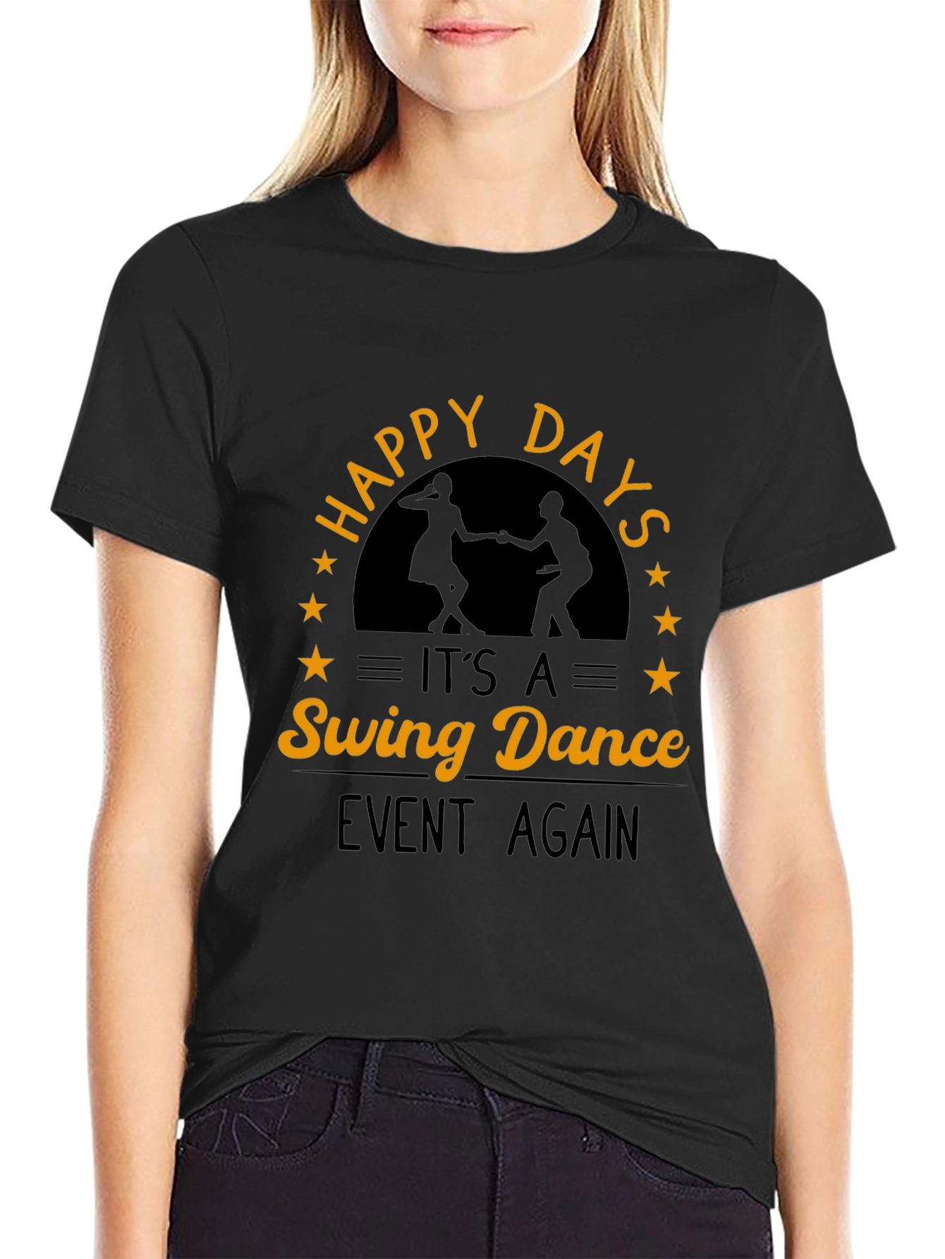 Black Happy Days Swing Dance Event T-Shirt view 2
