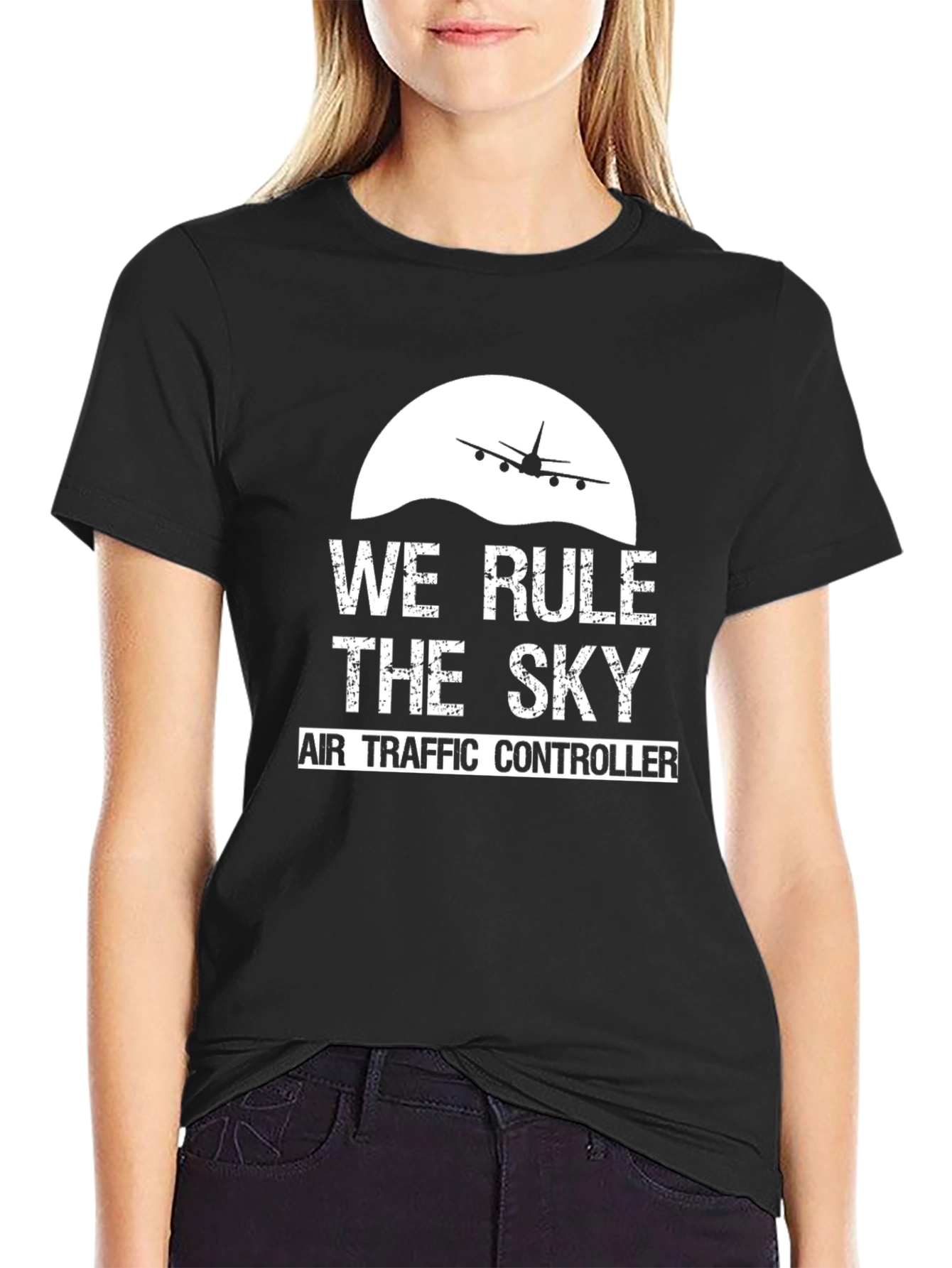 Black Air Traffic Controller T-Shirt - We Rule the Sky view 2