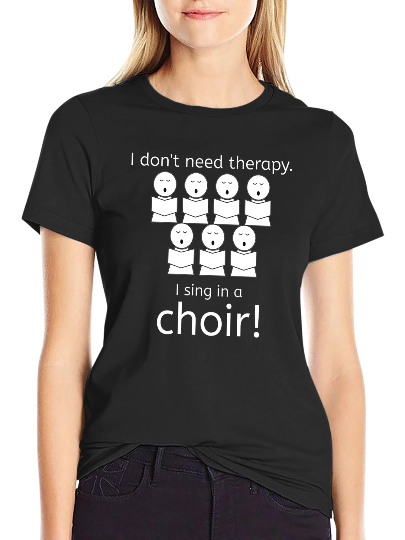 Black Choir Therapy T-Shirt - Sing Your Stress Away! view 2