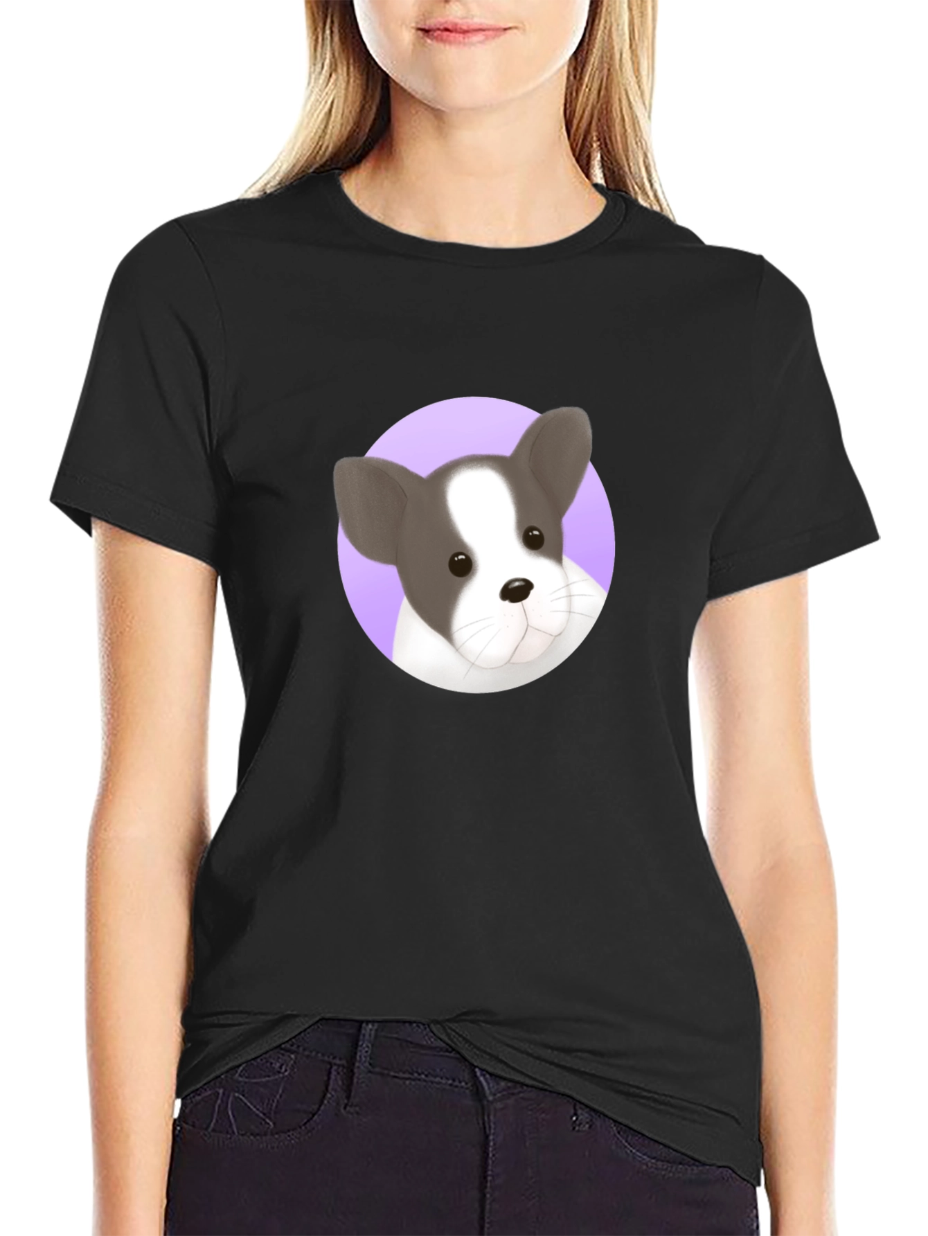 Black Dog Graphic Tee - French Bulldog Design view 2