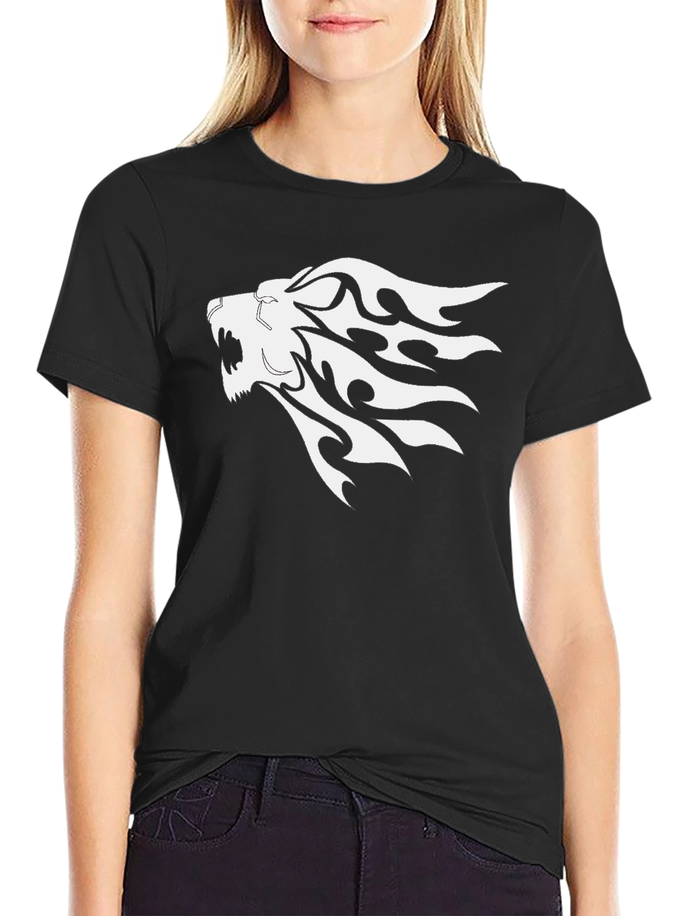 Black Black Lion Head Graphic Tee view 2