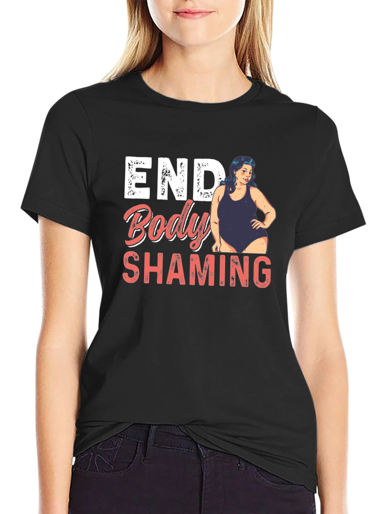 Black End Body Shaming Graphic Tee - Empowering Black T-Shirt view 2
