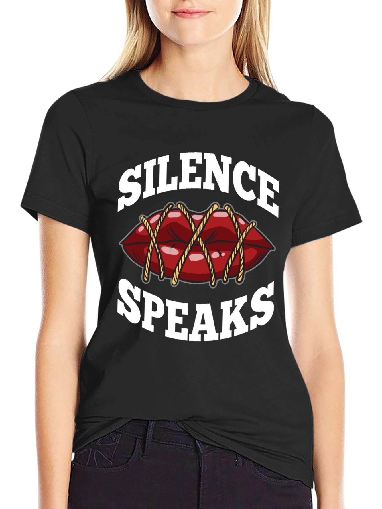 Black Silence Speaks Graphic Tee - Black T-Shirt view 2
