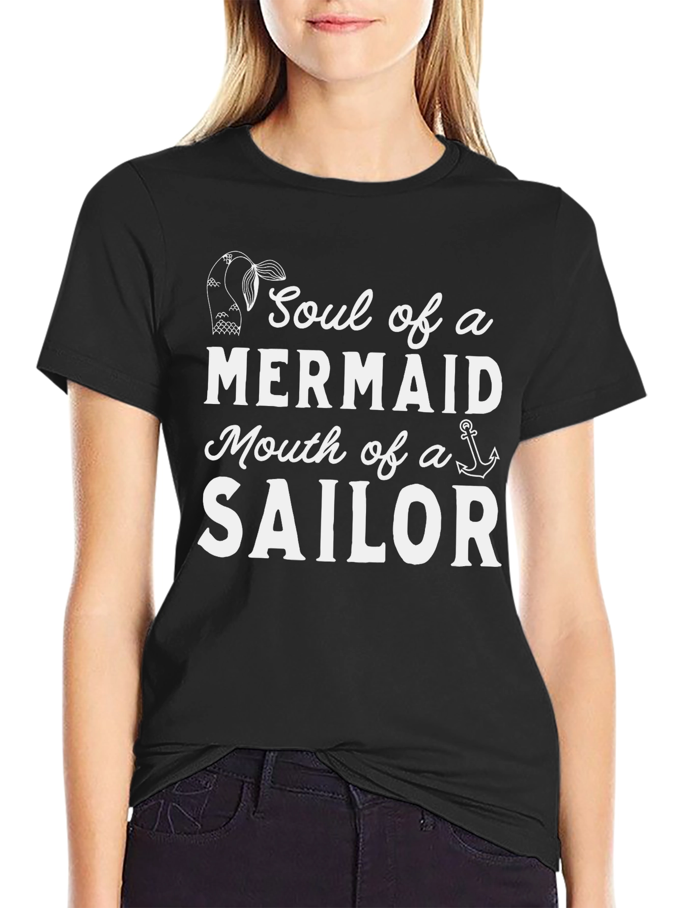 Black Soul of a Mermaid Mouth of a Sailor Graphic Tee view 2